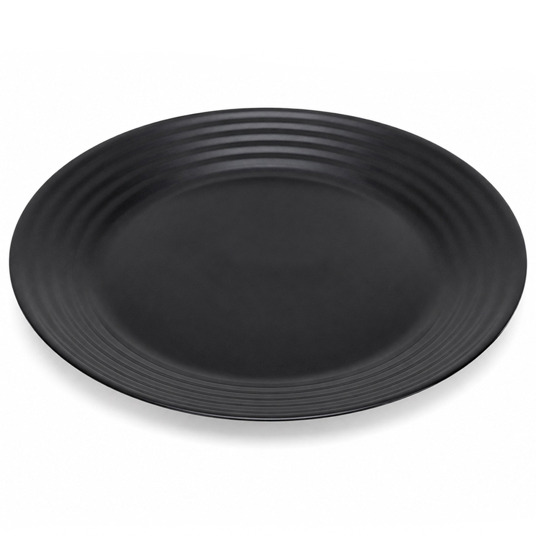 Luminarc  Matte Black Ribbed Marble Flat Plates