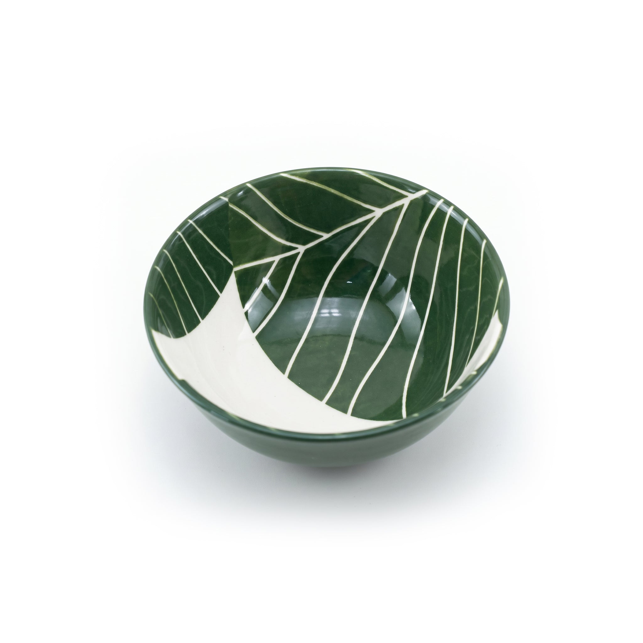 Gupan Leaf Design Matte Green Marble Sweet Bowls