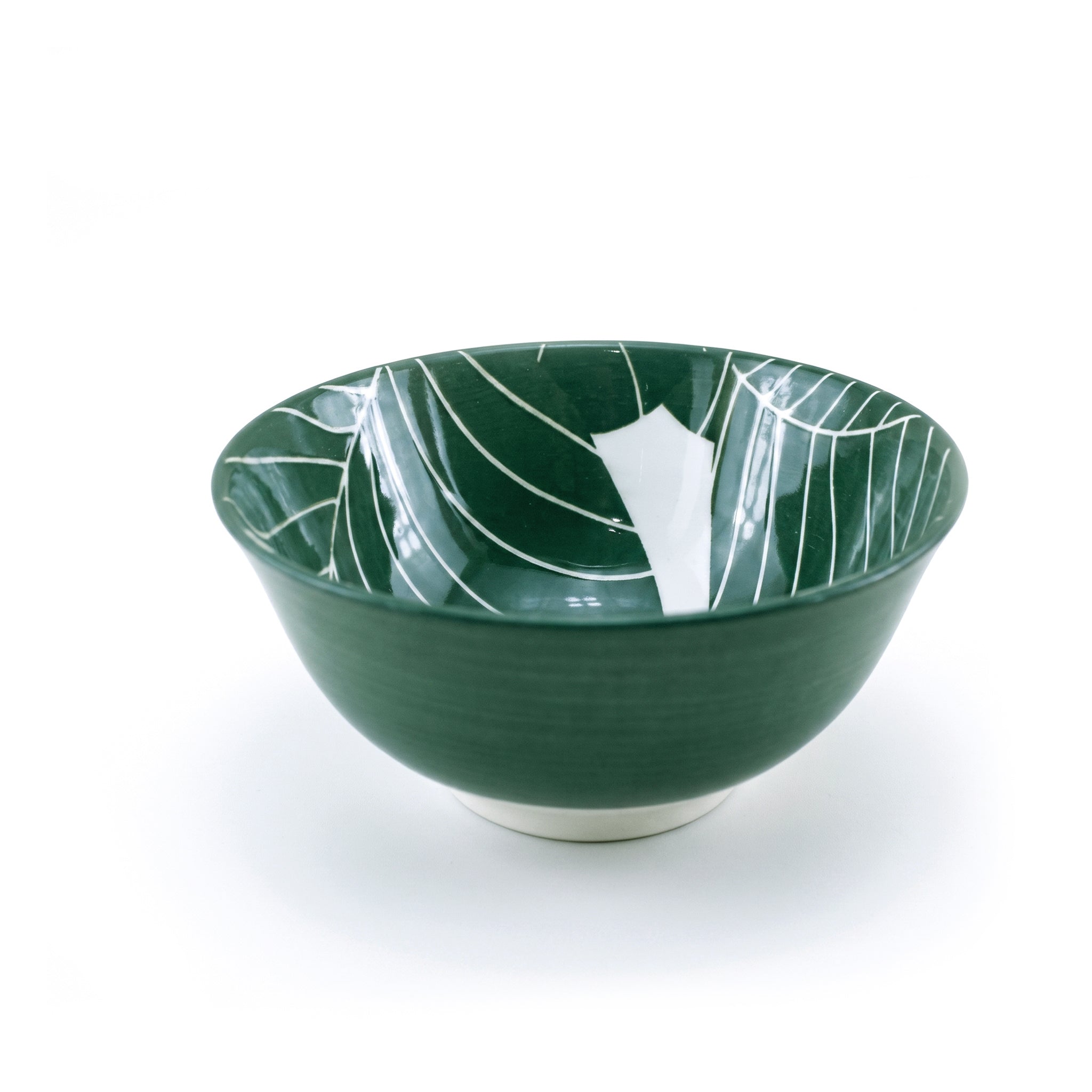 Gupan Leaf Design Matte Green Marble Sweet Bowls