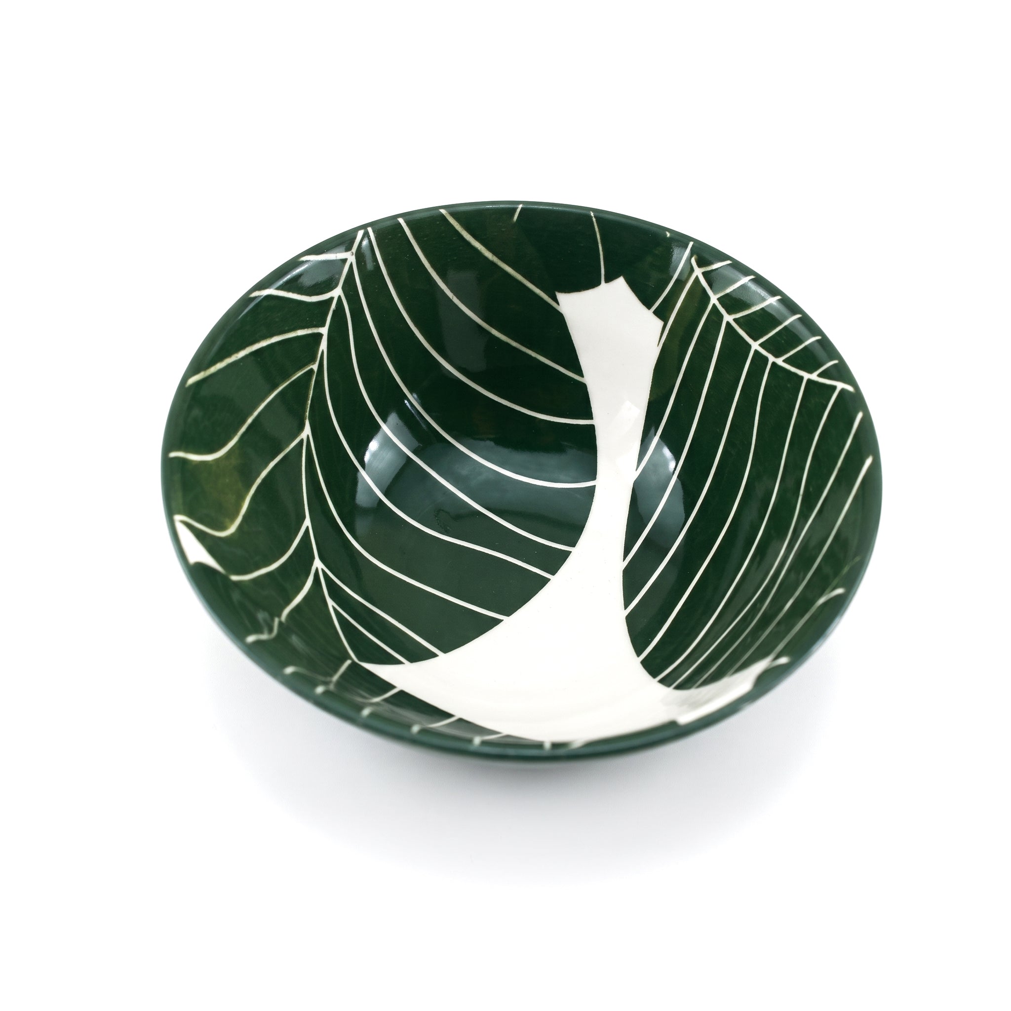Gupan Leaf Design Matte Green Marble Sweet Bowls