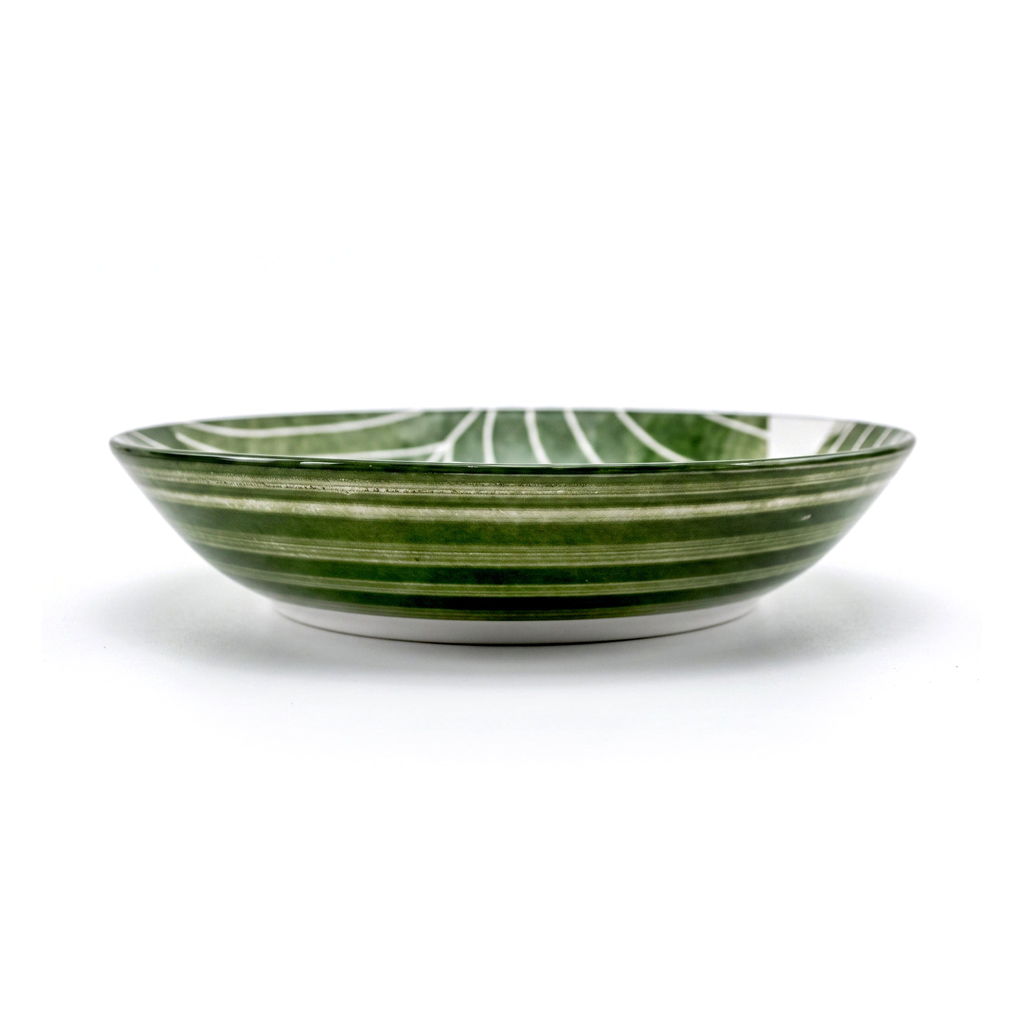 Gupan 8-Inches Leaf Design Matte Green Marble Soup Plate