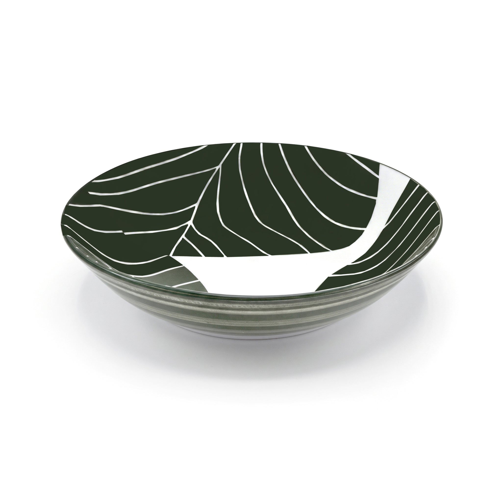 Gupan 8-Inches Leaf Design Matte Green Marble Soup Plate