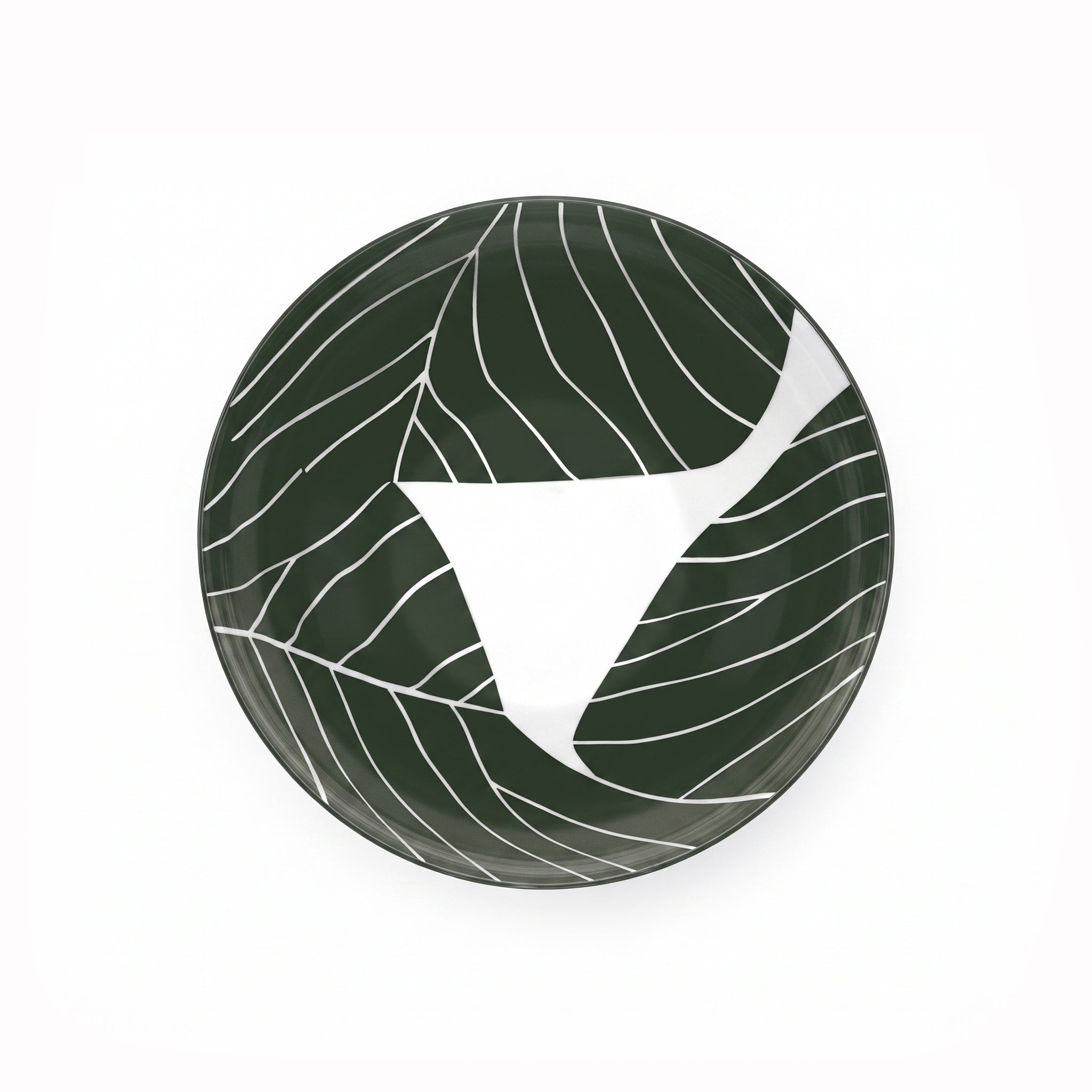 Gupan 8-Inches Leaf Design Matte Green Marble Soup Plate