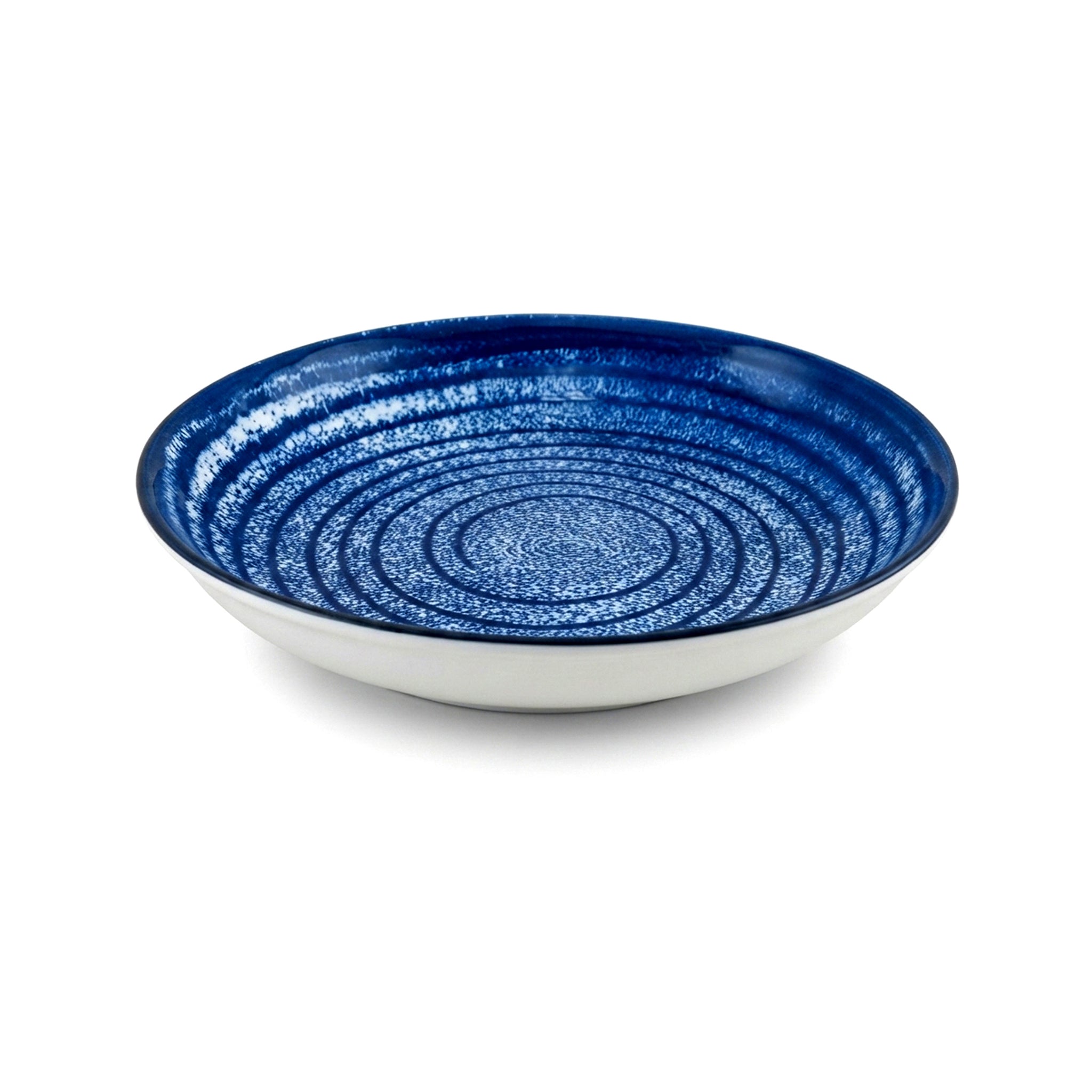 Gupan 7-Inches Shallow Blue Marble Flat Quarter Plate