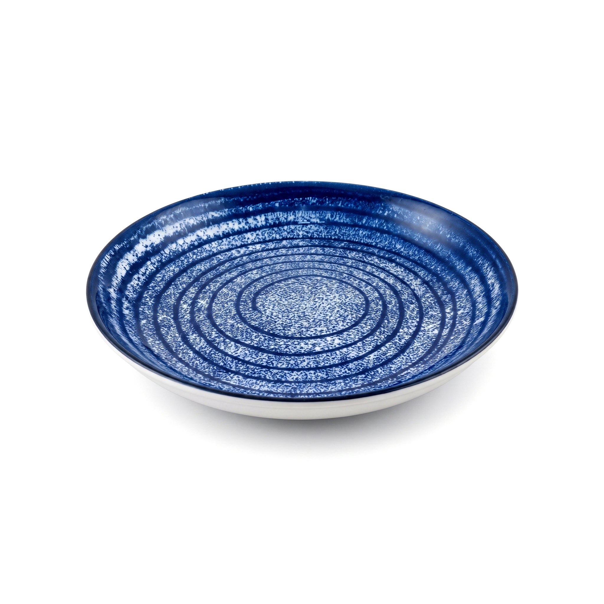 Gupan 7-Inches Shallow Blue Marble Flat Quarter Plate