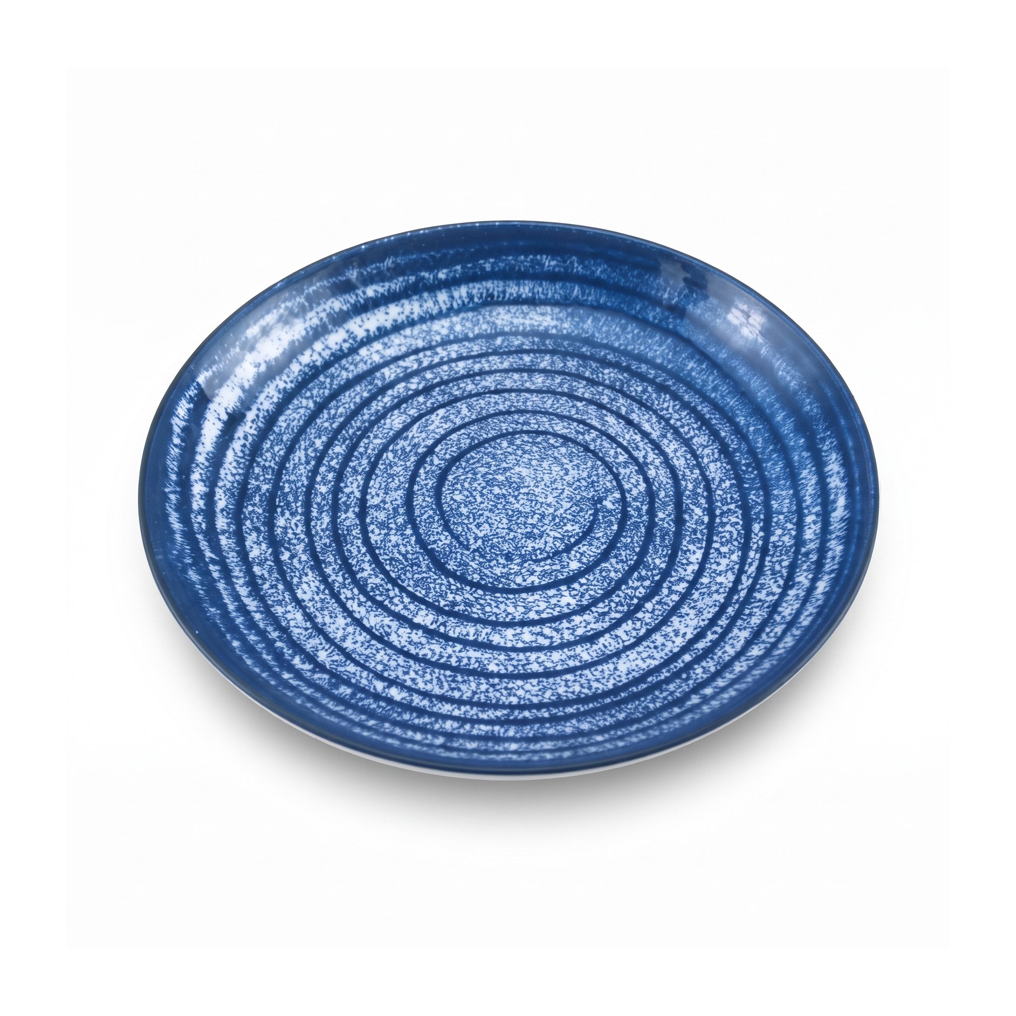 Gupan 7-Inches Shallow Blue Marble Flat Quarter Plate