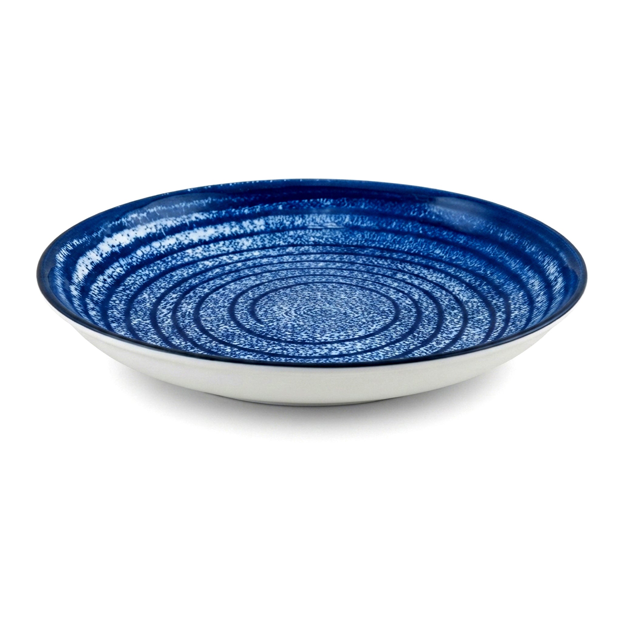 Gupan 10-Inches Shallow Blue Marble Flat Dinner Plate