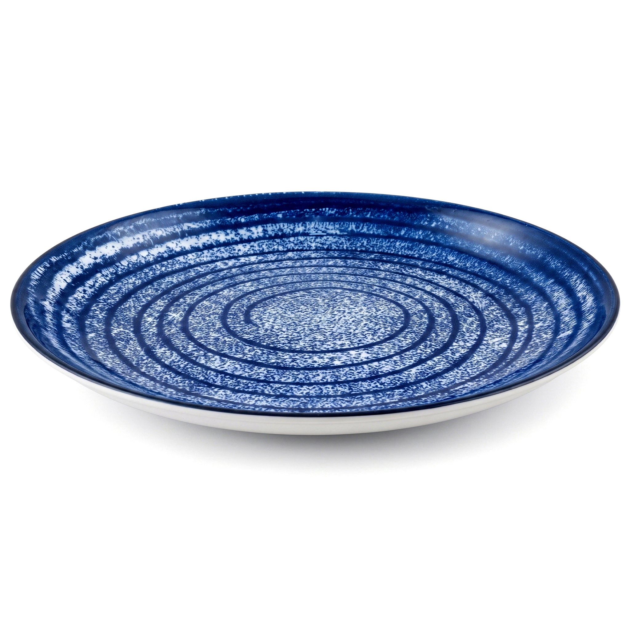 Gupan 10-Inches Shallow Blue Marble Flat Dinner Plate
