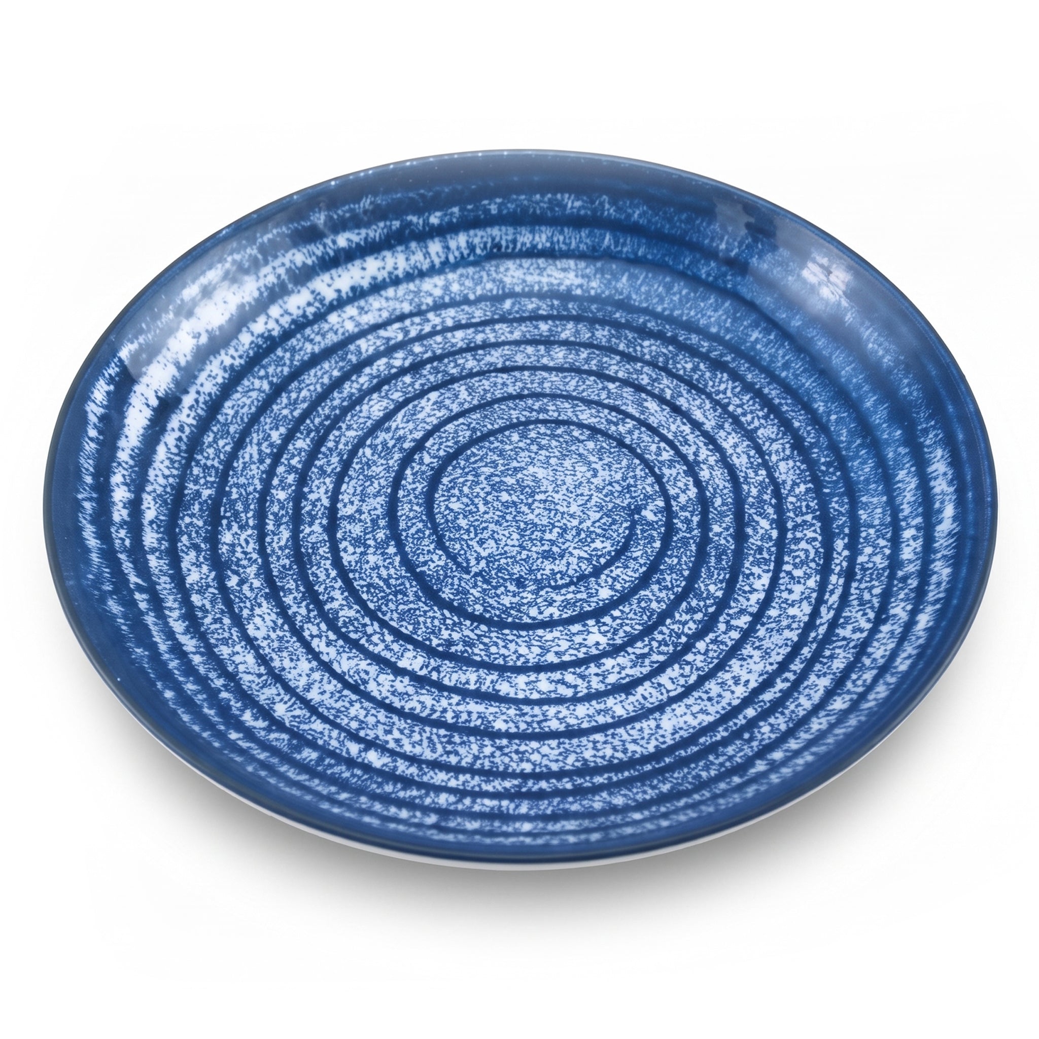 Gupan 10-Inches Shallow Blue Marble Flat Dinner Plate