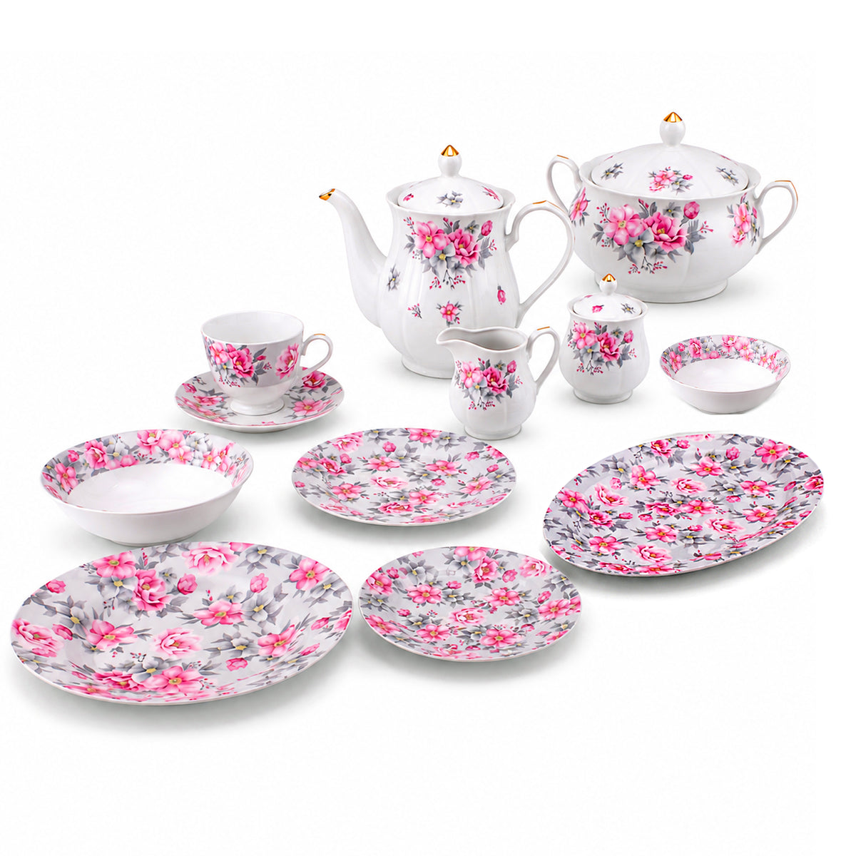 Royal 61-Pieces 8-Serving Bonne China Dinner Sets NG-Series