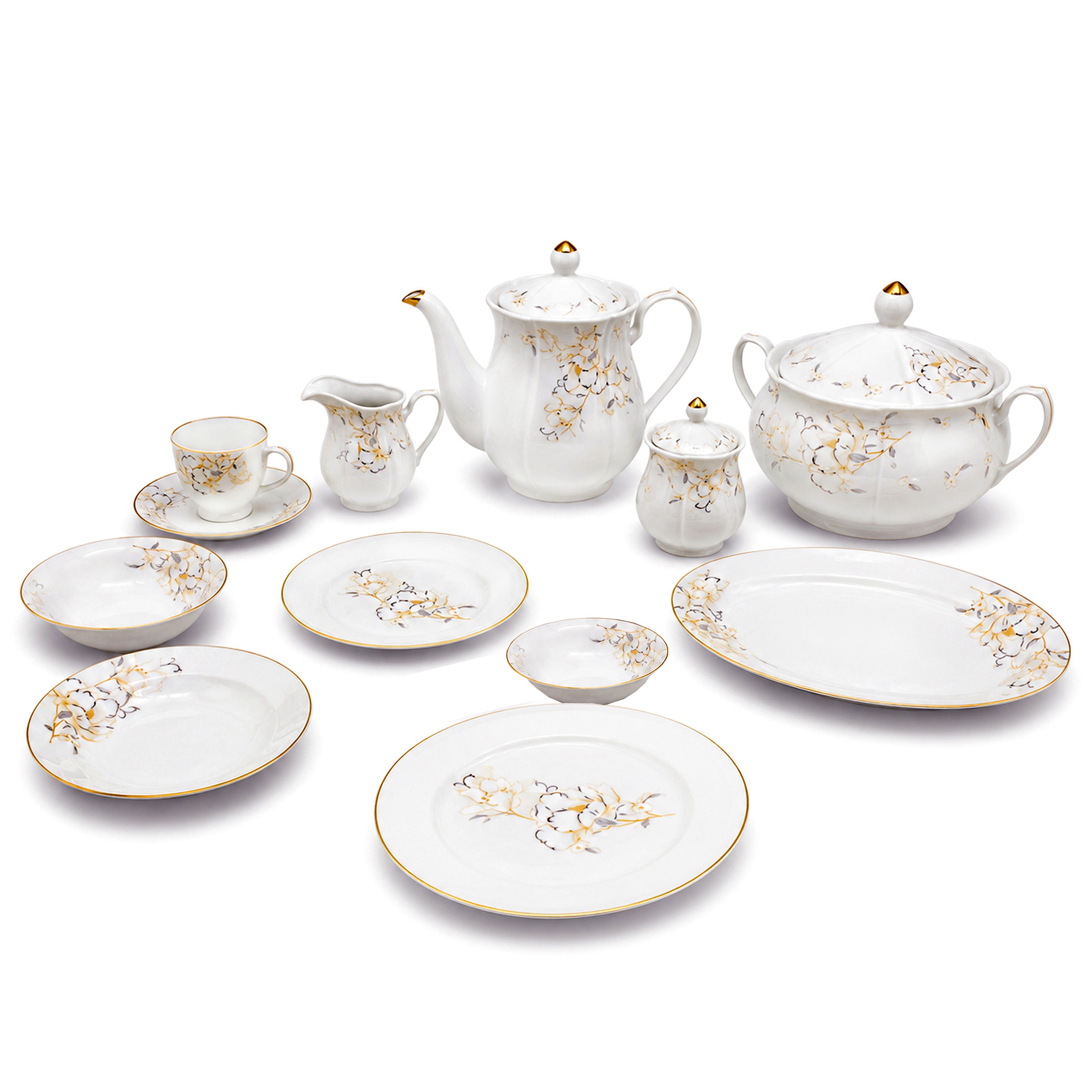 Royal 61-Pieces 8-Serving Bonne China Dinner Sets NG-Series