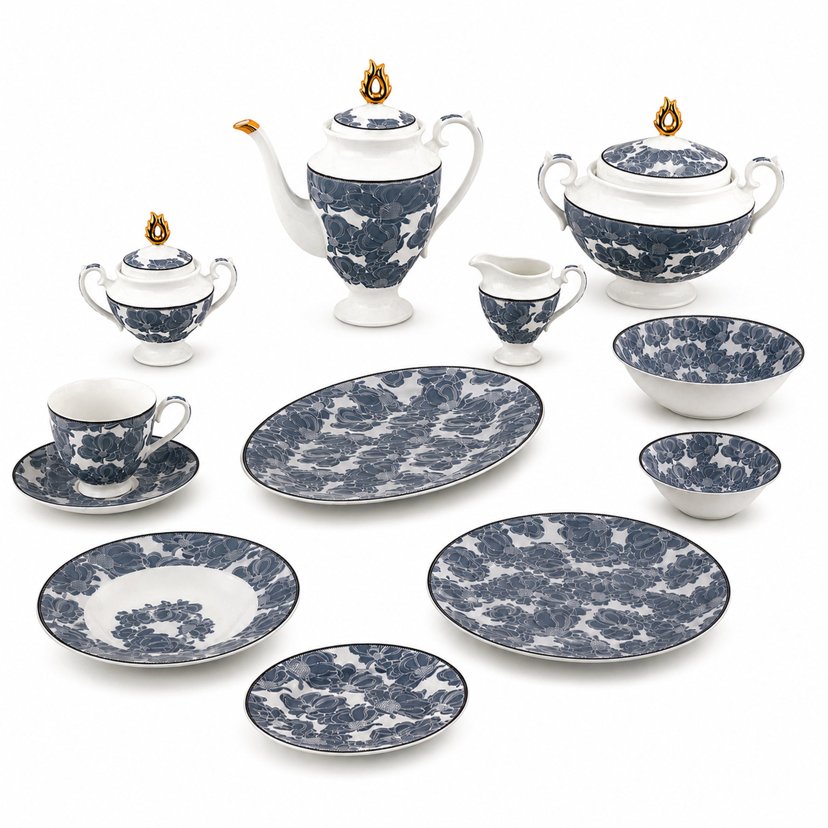 Royal 61-Pieces 8-Serving Bonne China Dinner Sets FY-Series