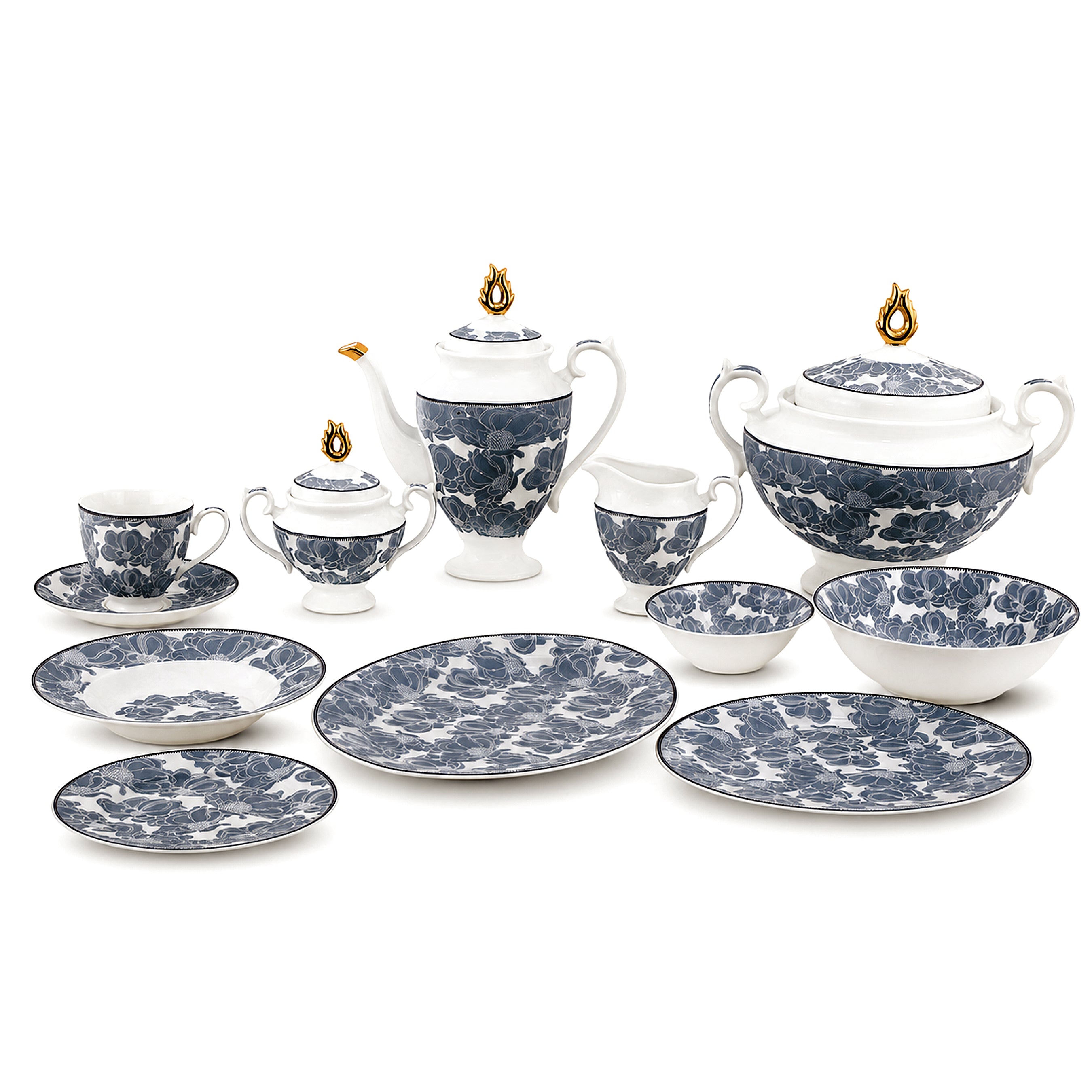 Royal 61-Pieces 8-Serving Bonne China Dinner Sets FY-Series