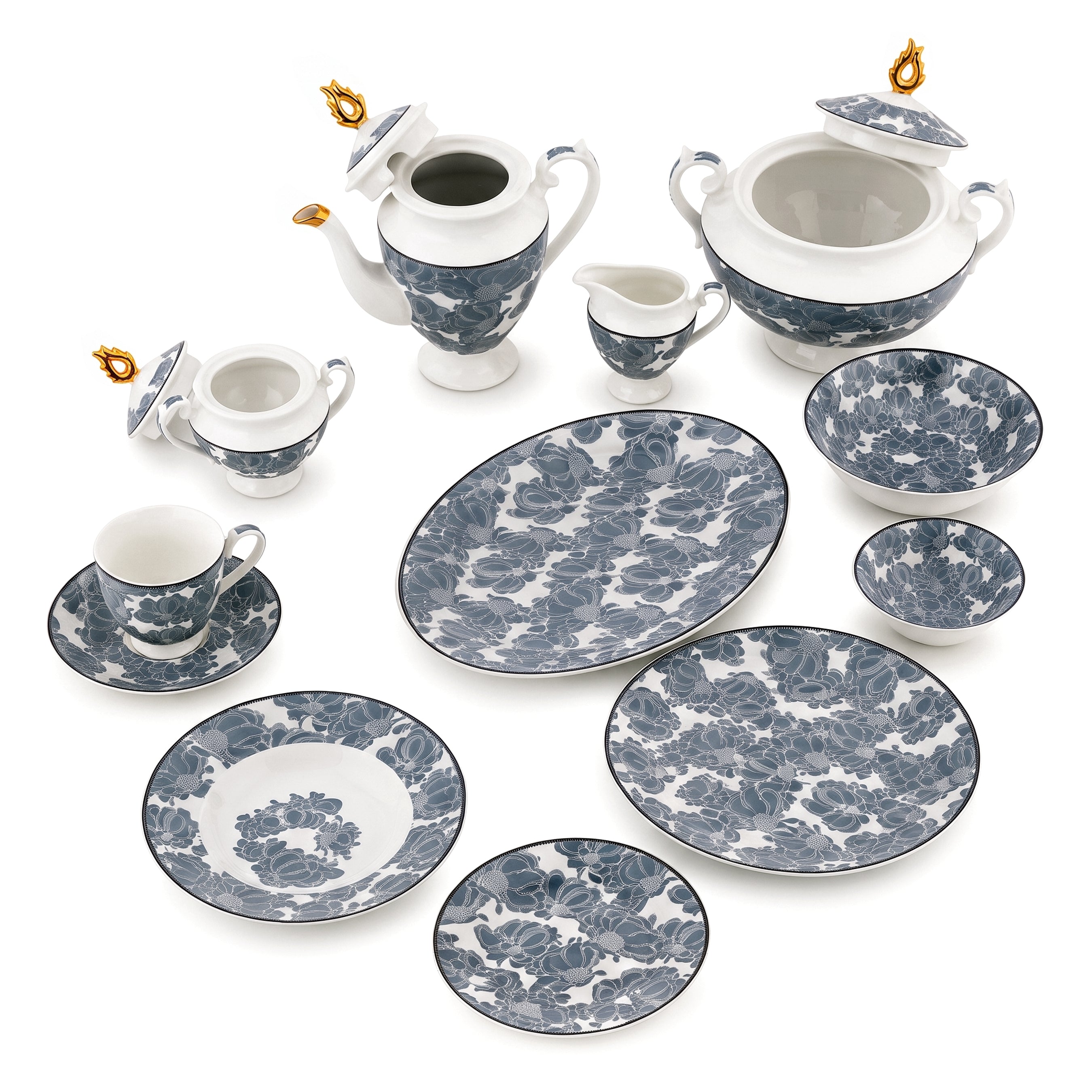 Royal 61-Pieces 8-Serving Bonne China Dinner Sets FY-Series