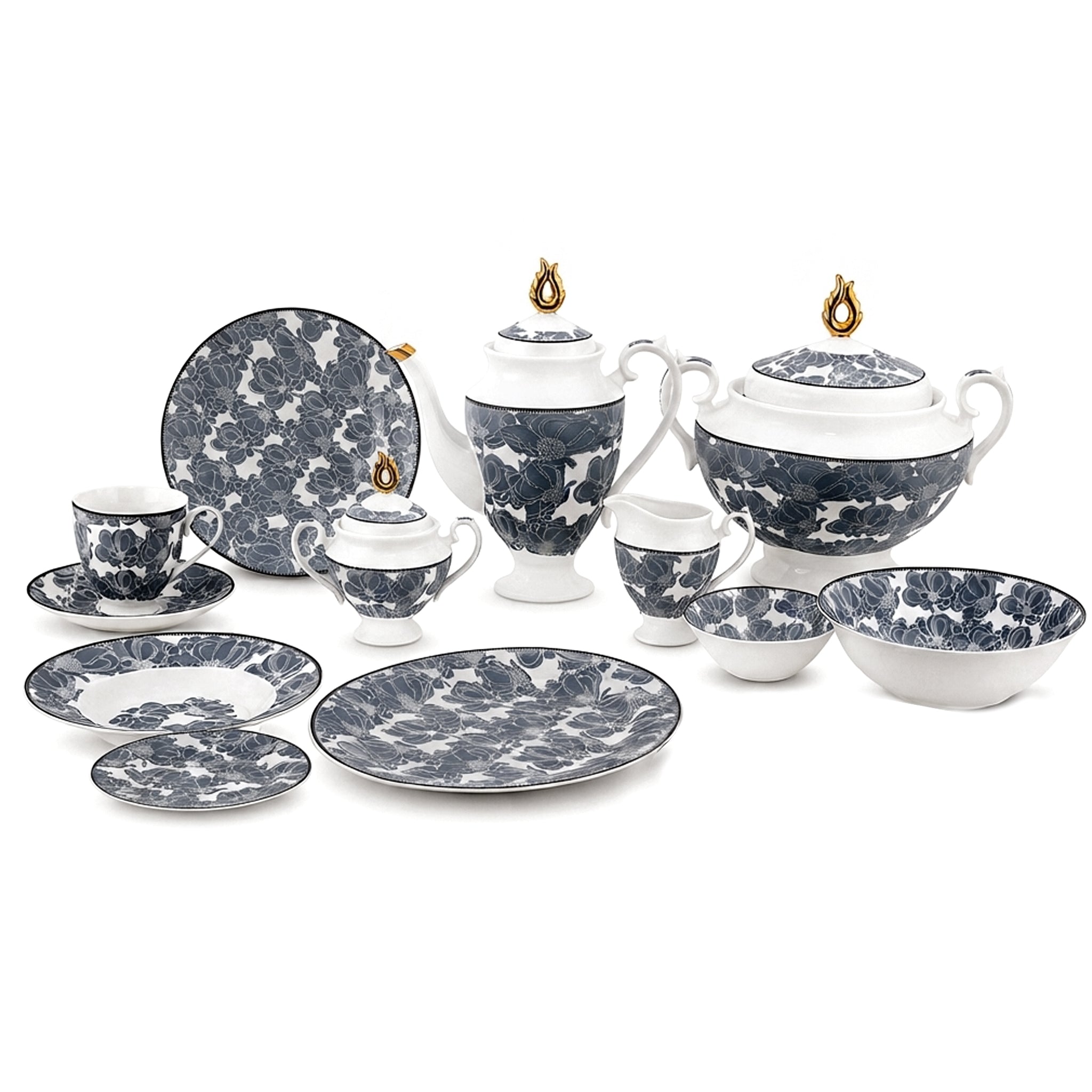 Royal 61-Pieces 8-Serving Bonne China Dinner Sets FY-Series
