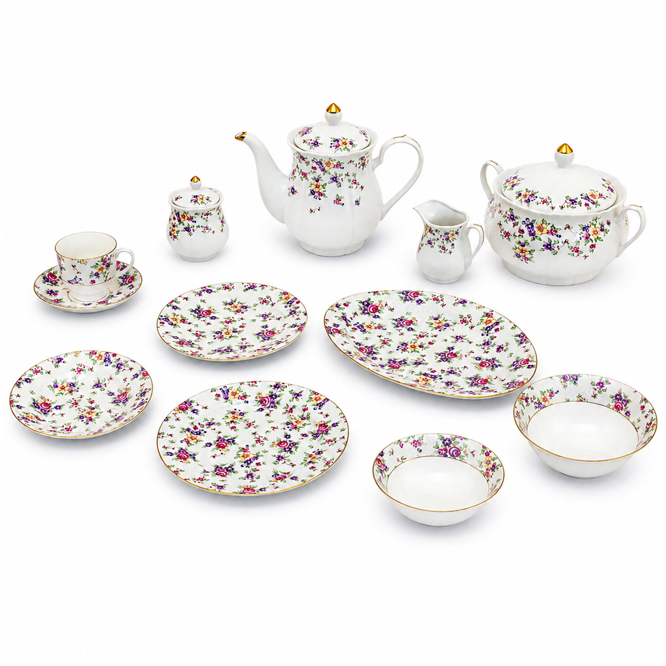 Royal 61-Pieces 8-Serving Bonne China Dinner Sets NG-Series