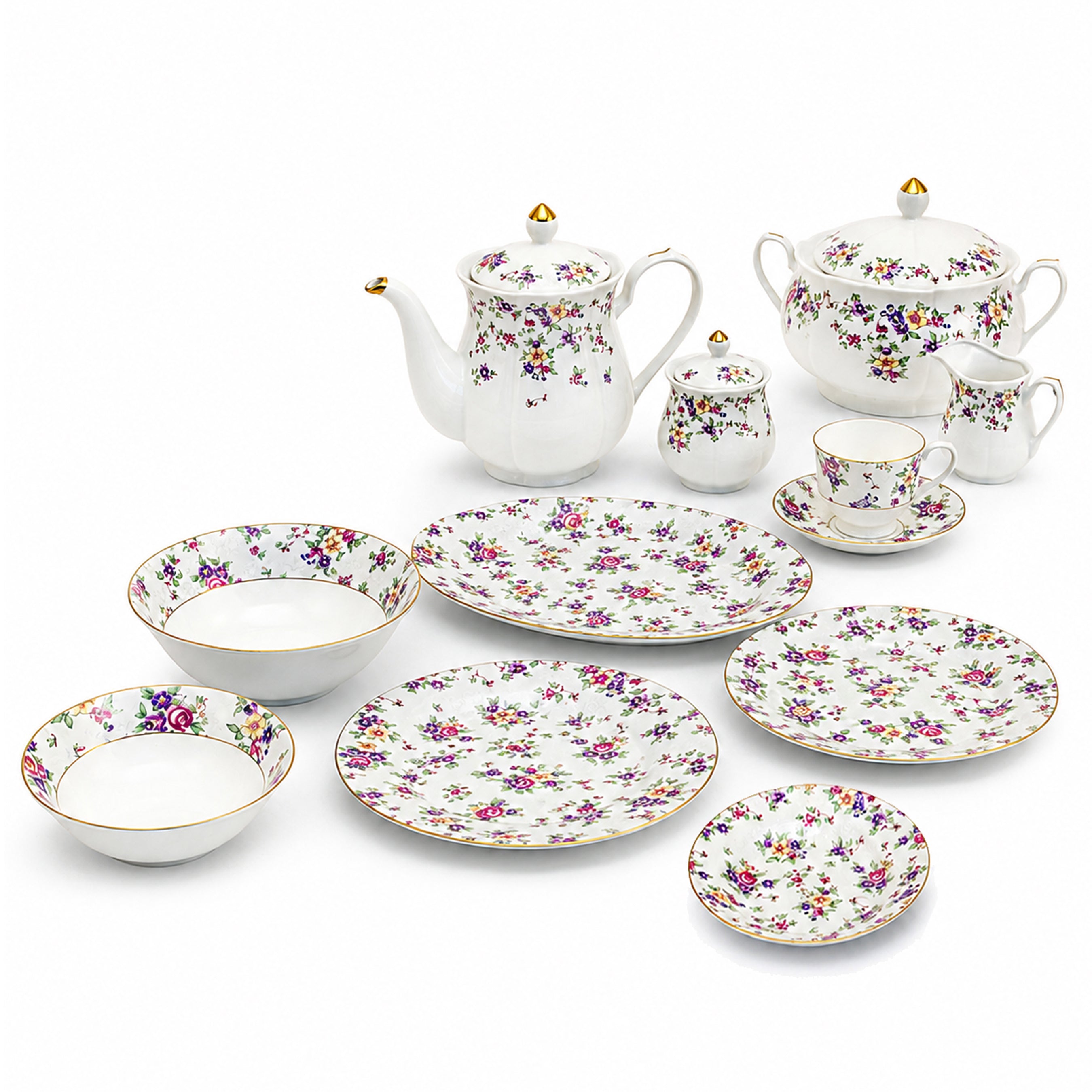 Royal 61-Pieces 8-Serving Bonne China Dinner Sets NG-Series