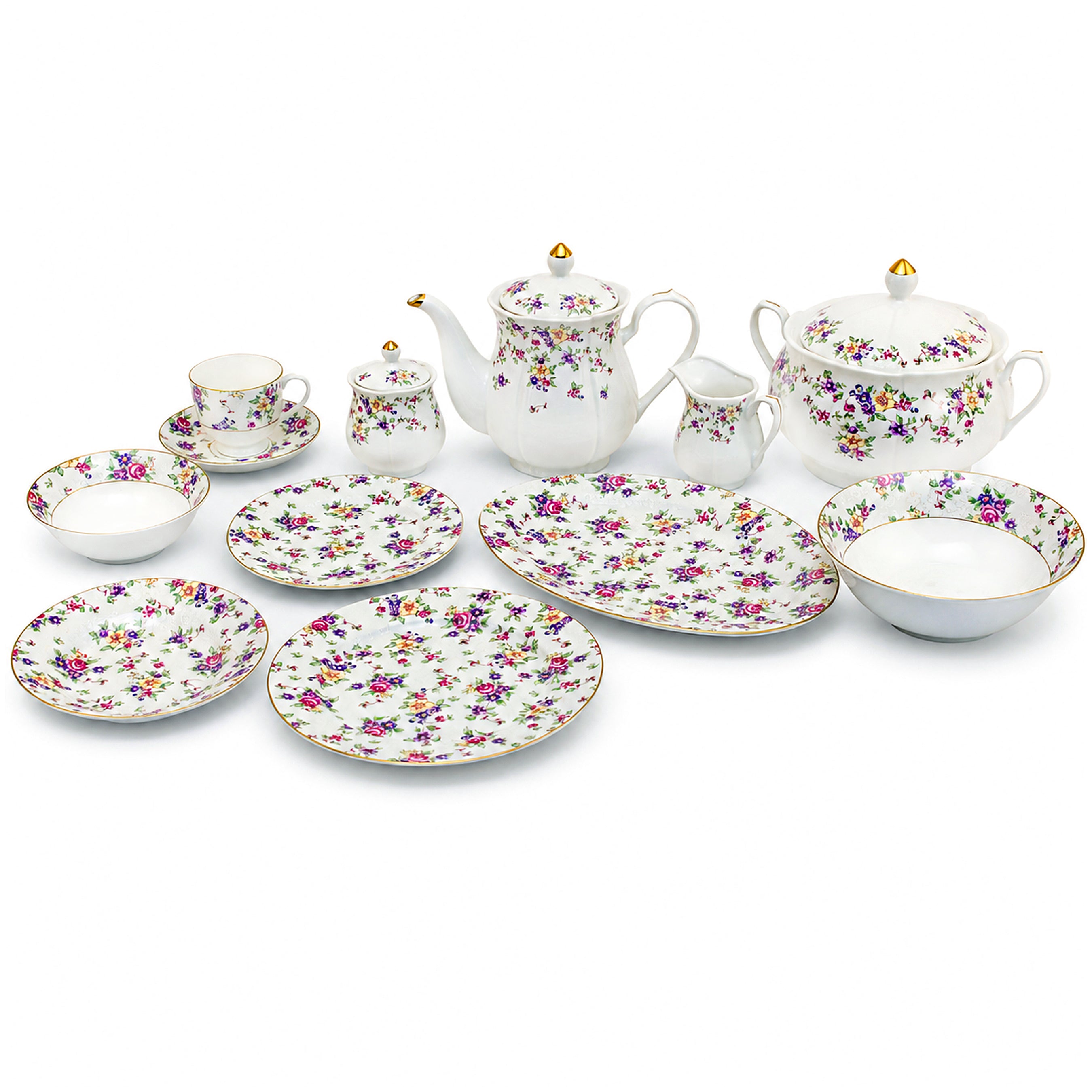 Royal 61-Pieces 8-Serving Bonne China Dinner Sets NG-Series
