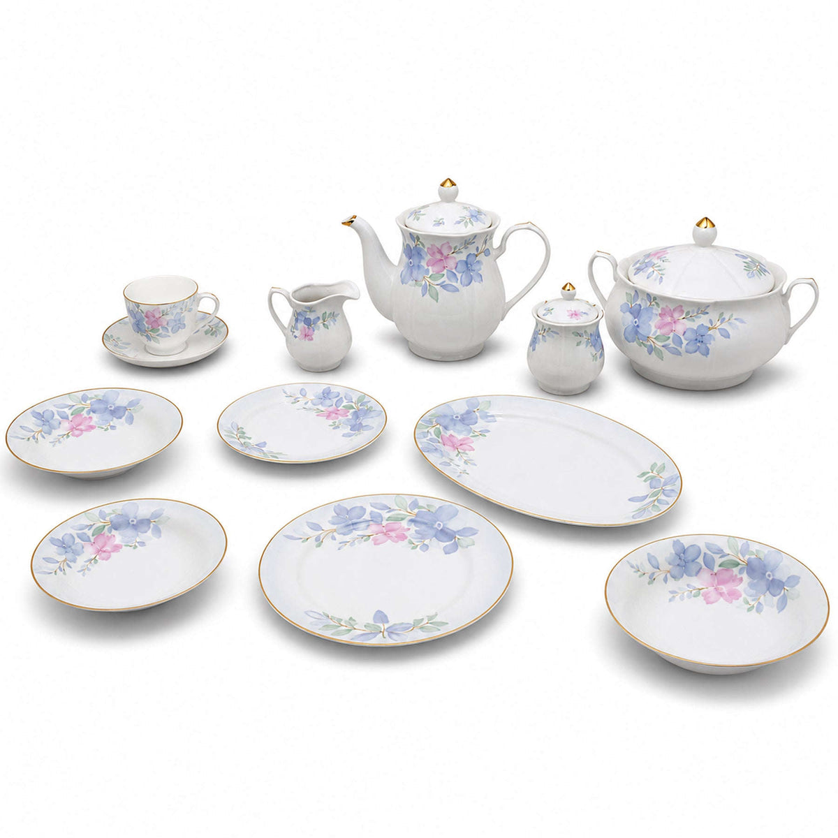 Royal 61-Pieces 8-Serving Bonne China Dinner Sets NG-Series Kaka Bawa Sons