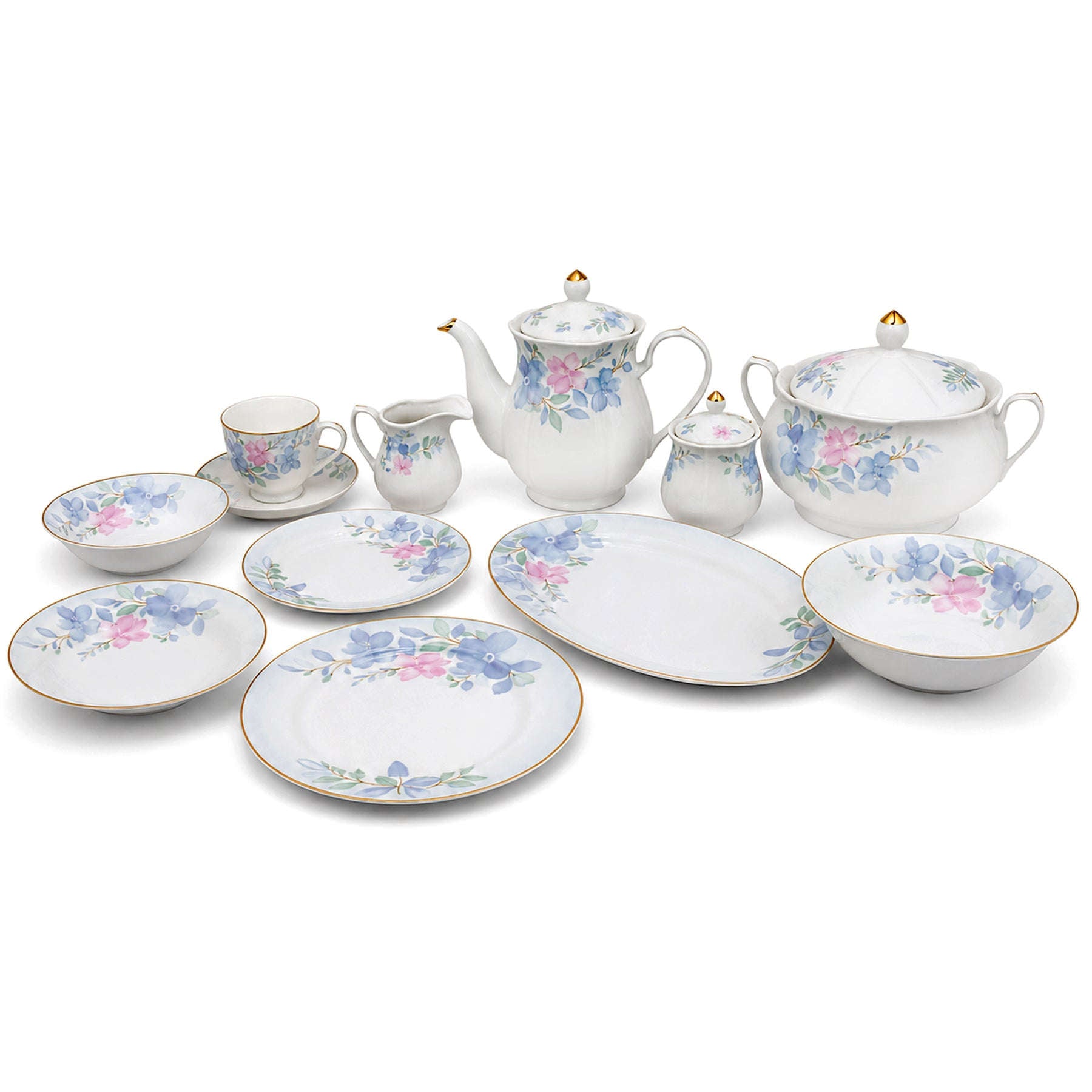 Royal 61-Pieces 8-Serving Bonne China Dinner Sets NG-Series Kaka Bawa Sons