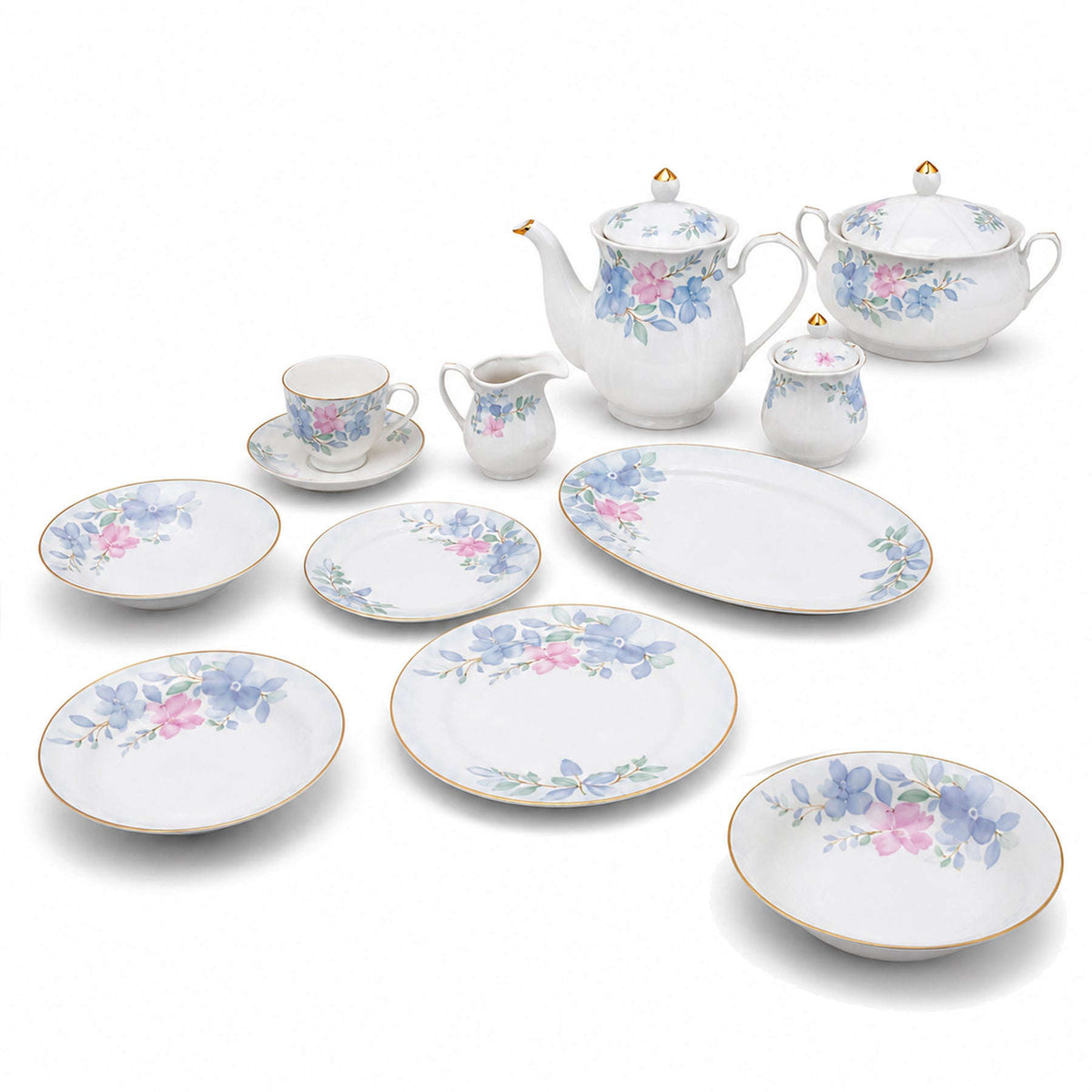 Royal 61-Pieces 8-Serving Bonne China Dinner Sets NG-Series Kaka Bawa Sons