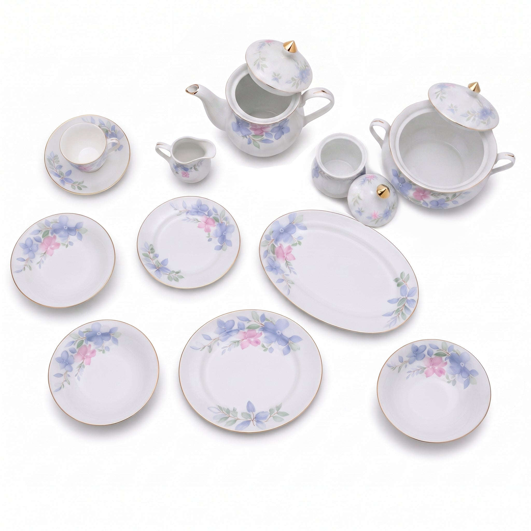 Royal 61-Pieces 8-Serving Bonne China Dinner Sets NG-Series Kaka Bawa Sons