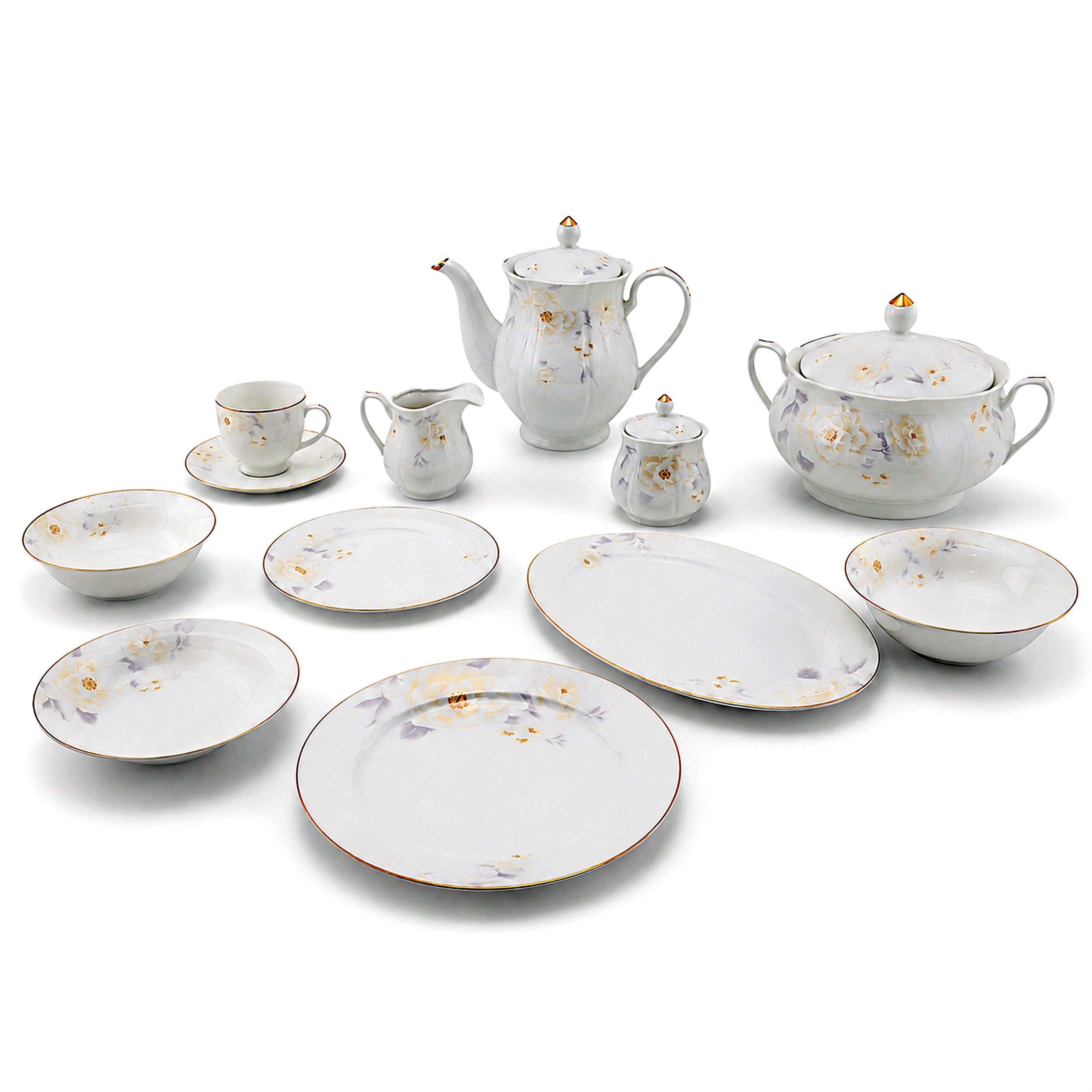 Royal 61-Pieces 8-Serving Bonne China Dinner Sets NG-Series Kaka Bawa Sons