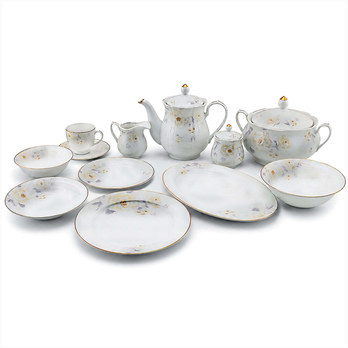 Royal 61-Pieces 8-Serving Bonne China Dinner Sets NG-Series Kaka Bawa Sons