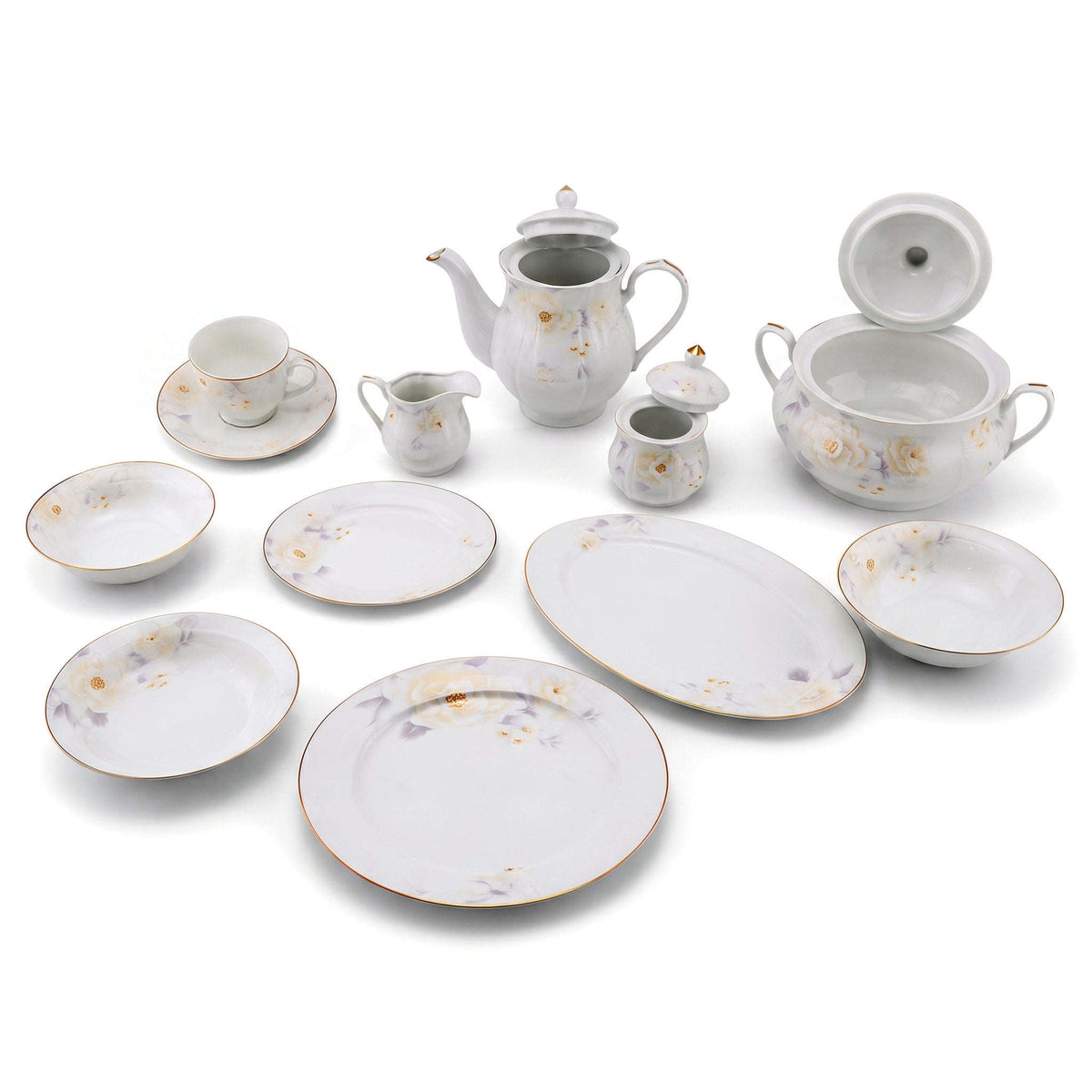 Royal 61-Pieces 8-Serving Bonne China Dinner Sets NG-Series Kaka Bawa Sons