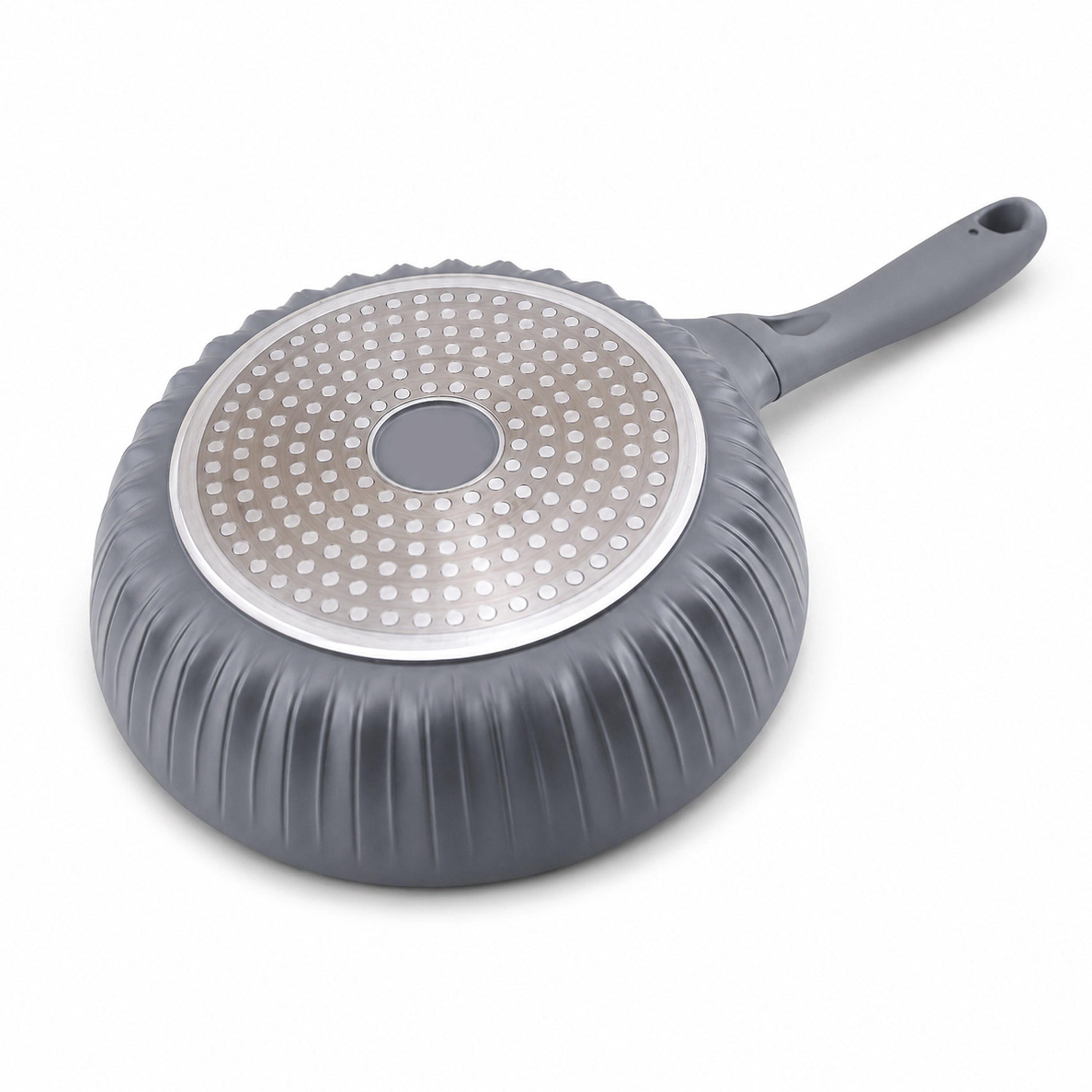 Uakeen Grey Stainless Steel Non-Stick Induction Frying Pans