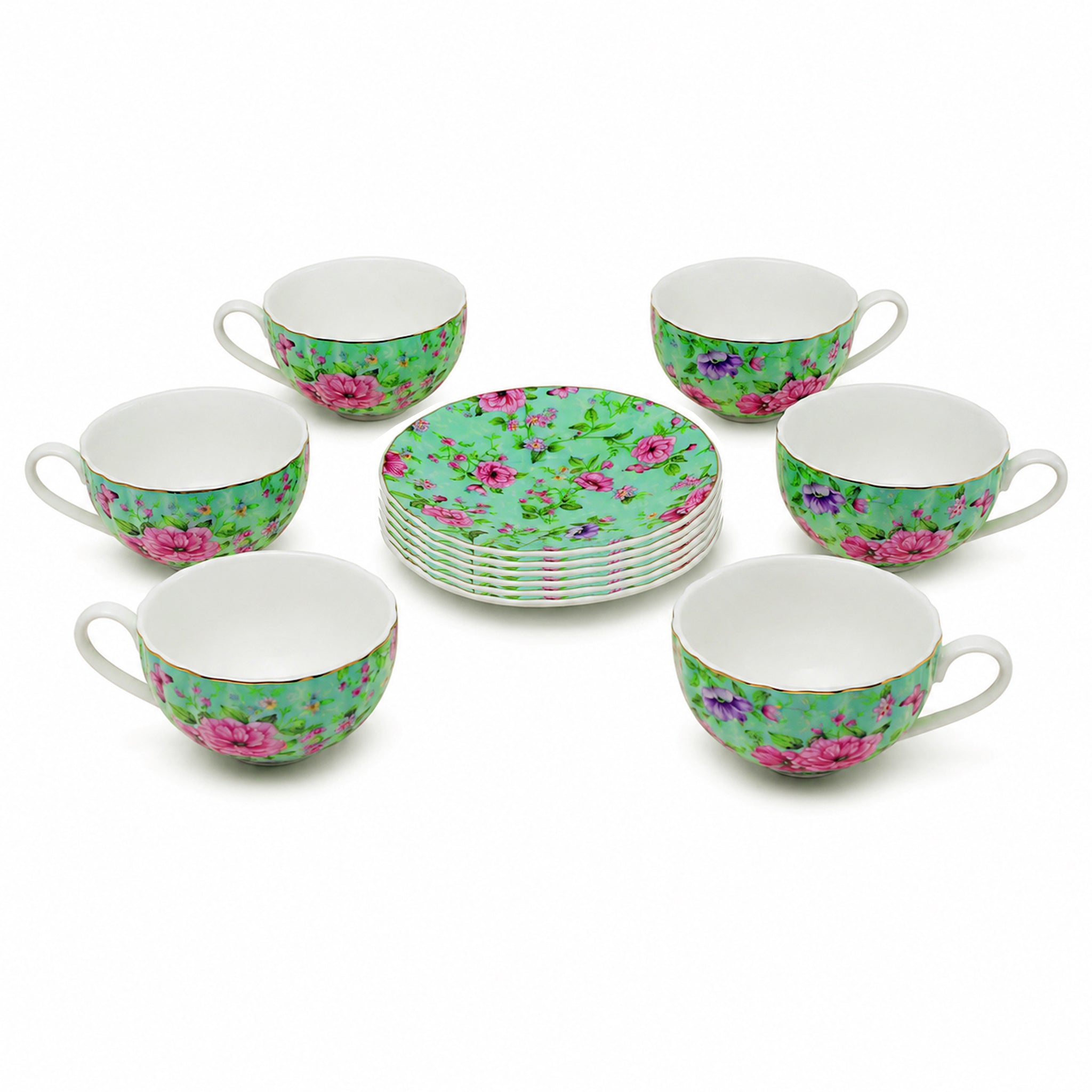 B/C 6-Pieces Ceramic Cup And Saucer Sets