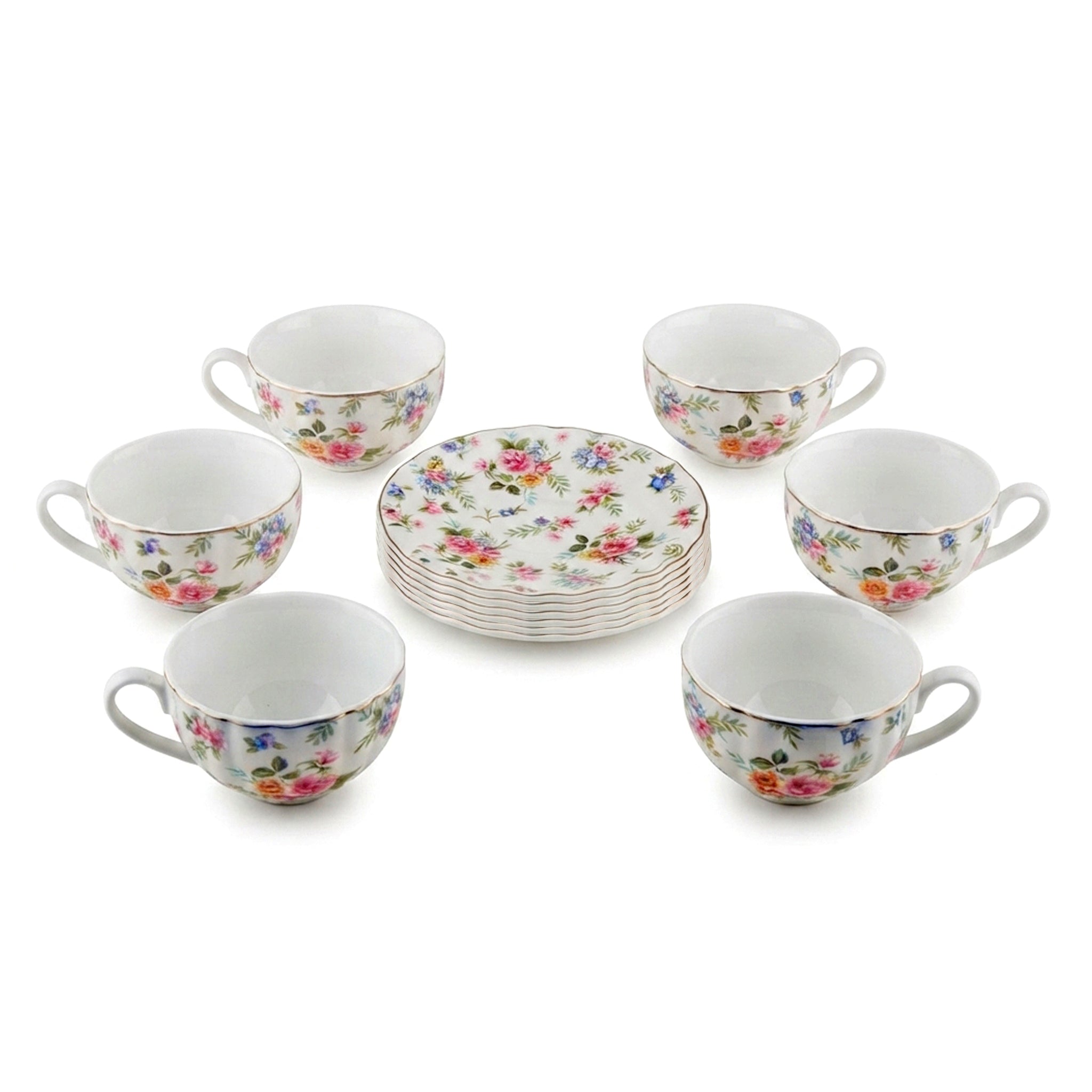 B/C 6-Pieces Ceramic Cup And Saucer Sets