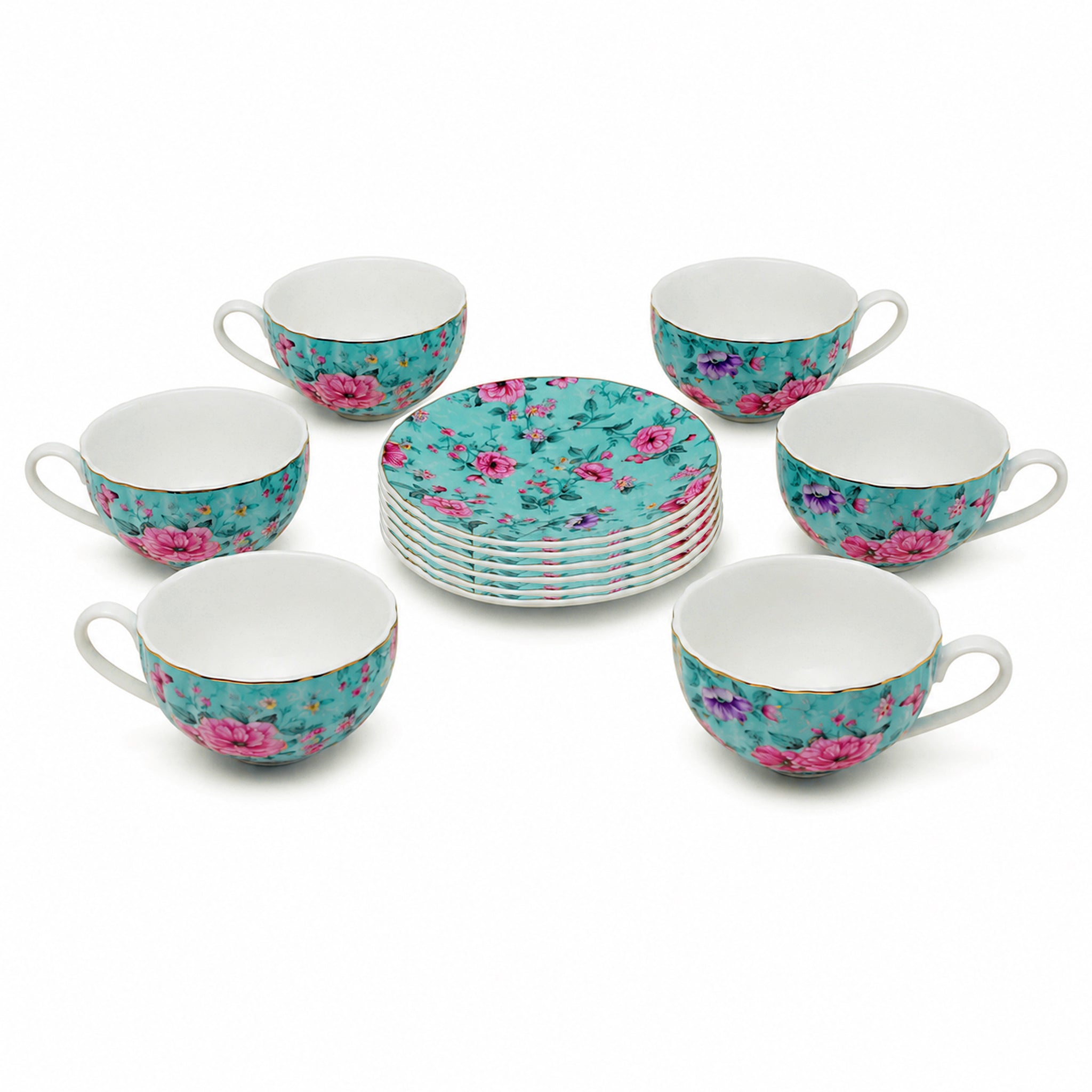 B/C 6-Pieces Ceramic Cup And Saucer Sets