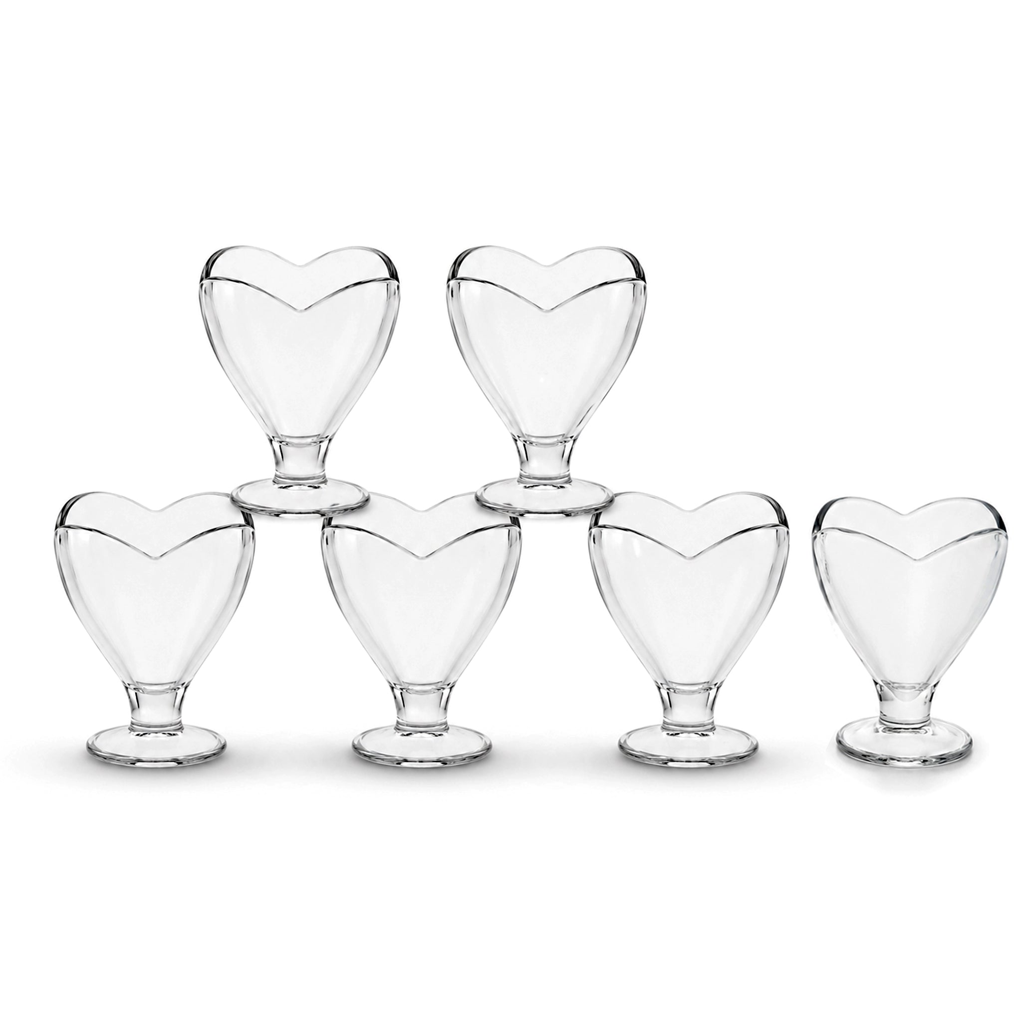 Lirmartur 140 ML 6-Piece Heart-Shaped Glass Ice Cream Bowl Set