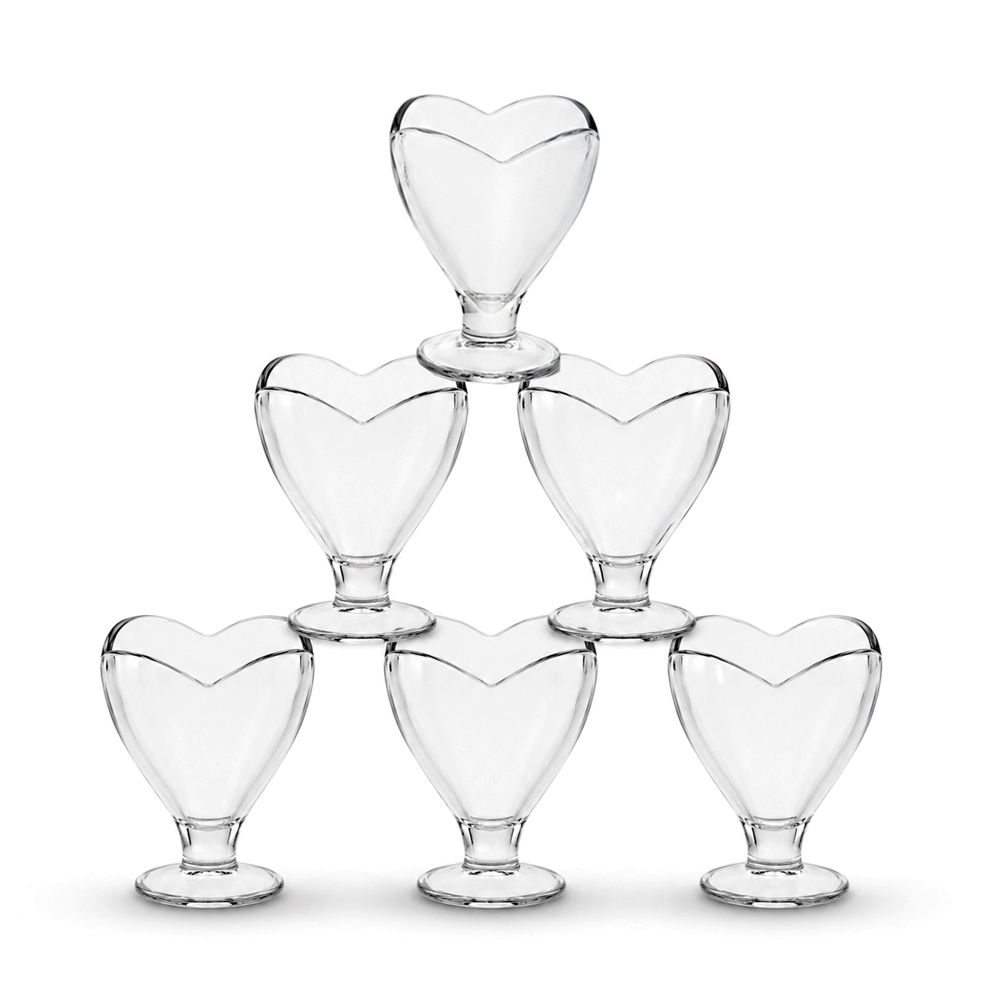 Lirmartur 140 ML 6-Piece Heart-Shaped Glass Ice Cream Bowl Set