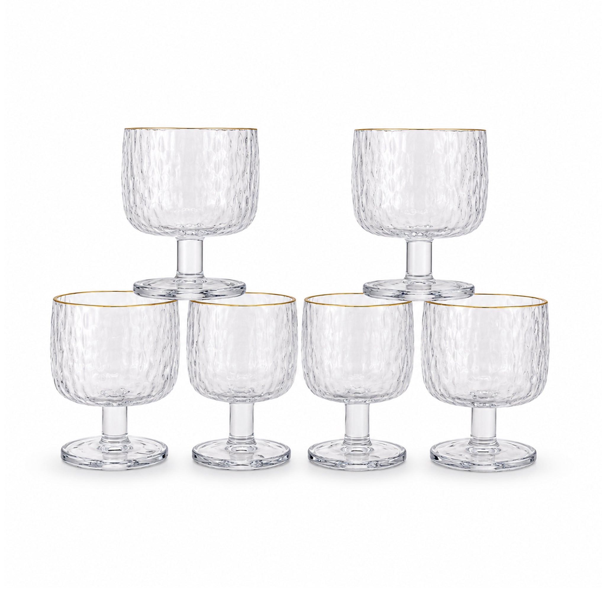 Deli G-Line 250 ML 6-Piece Gold Rim Glass Ice Cream Cup Set