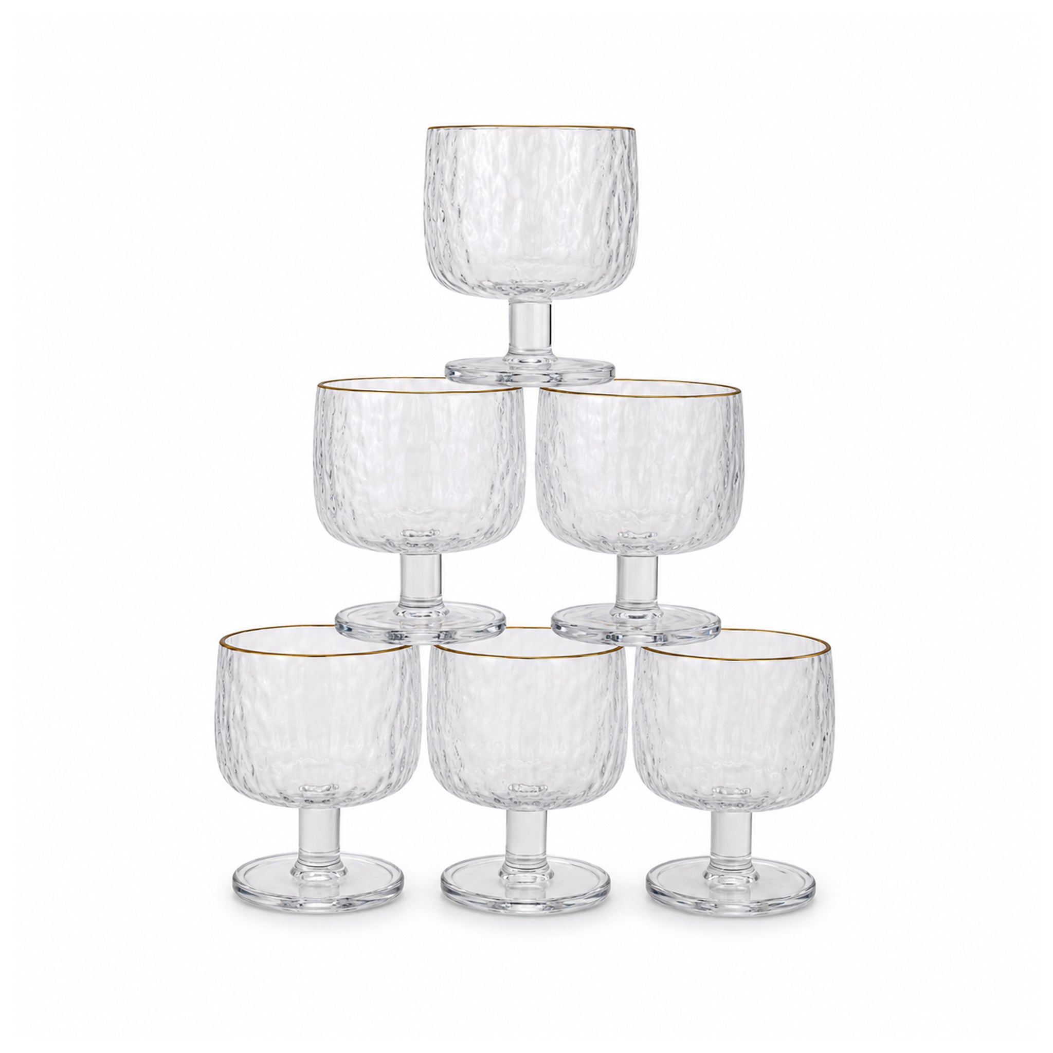 Deli G-Line 250 ML 6-Piece Gold Rim Glass Ice Cream Cup Set