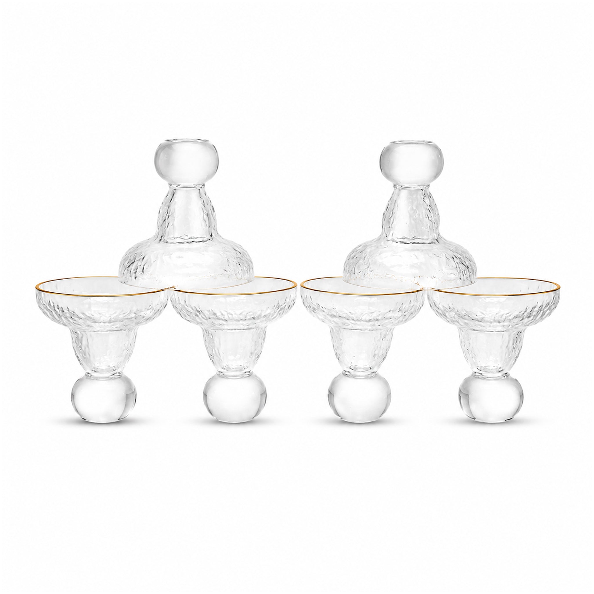 Deli G-Line 140 ML 6-Piece Gold Rim Crystal Ball Base Glass Ice Cream Cup Set