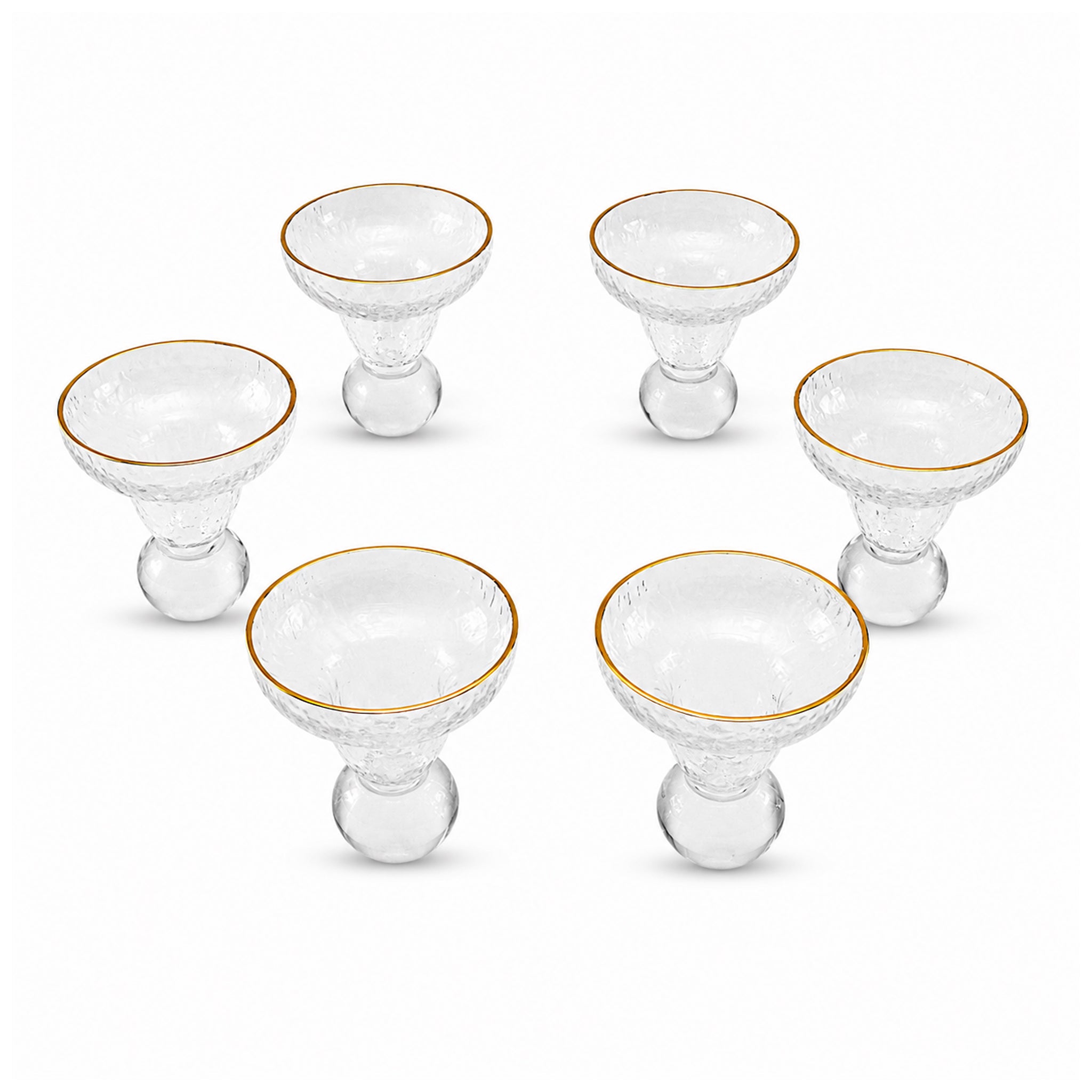 Deli G-Line 140 ML 6-Piece Gold Rim Crystal Ball Base Glass Ice Cream Cup Set