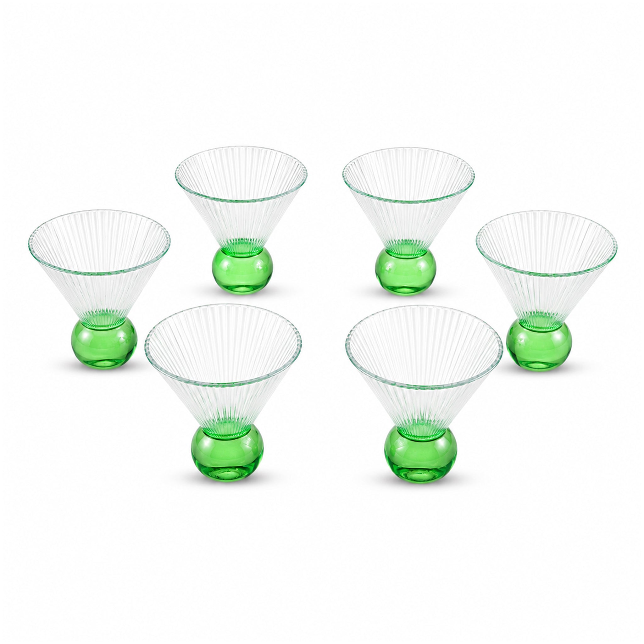 Deli 140 ML 6-Piece Emerald Ball Base Glass Ice Cream Cup Set