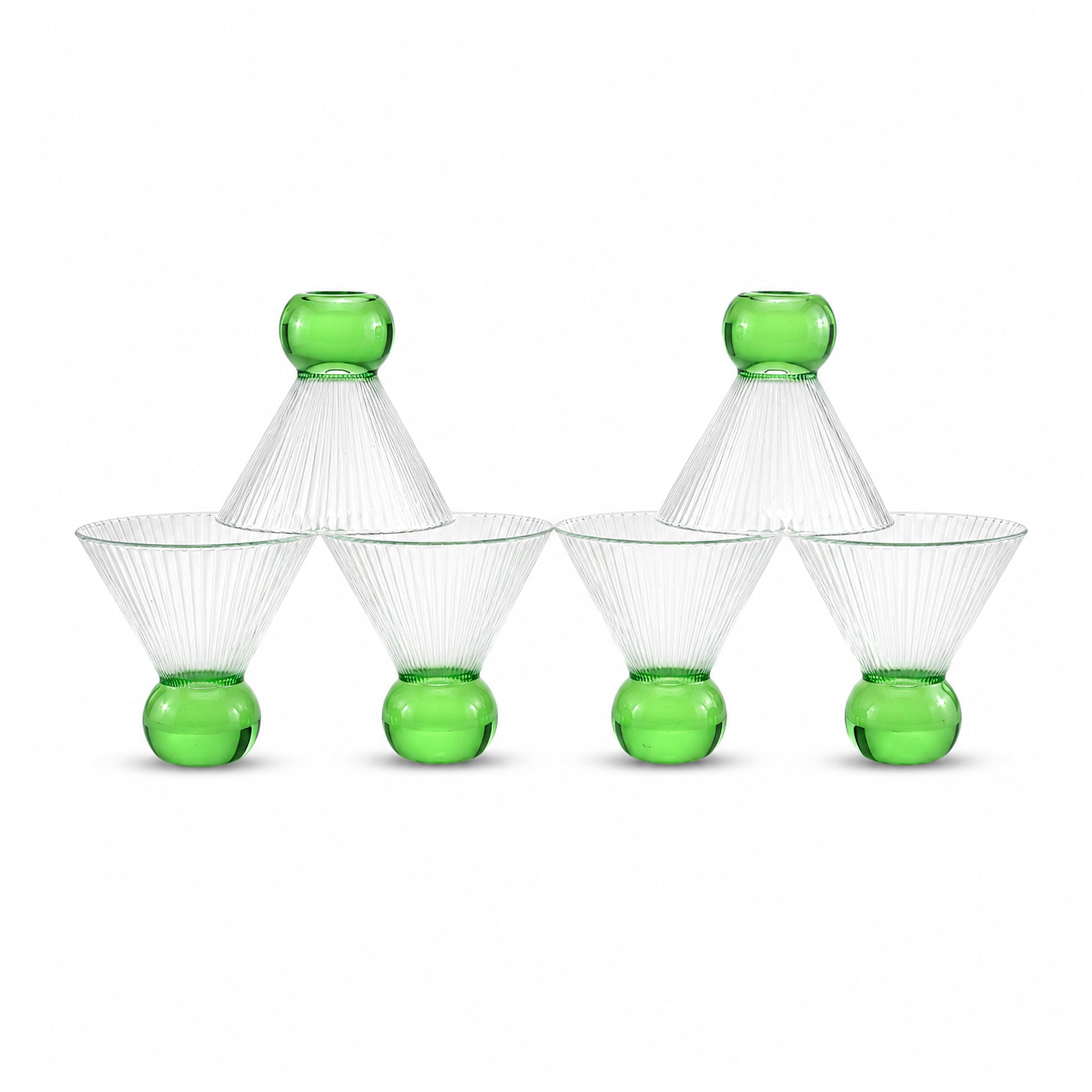 Deli 140 ML 6-Piece Emerald Ball Base Glass Ice Cream Cup Set