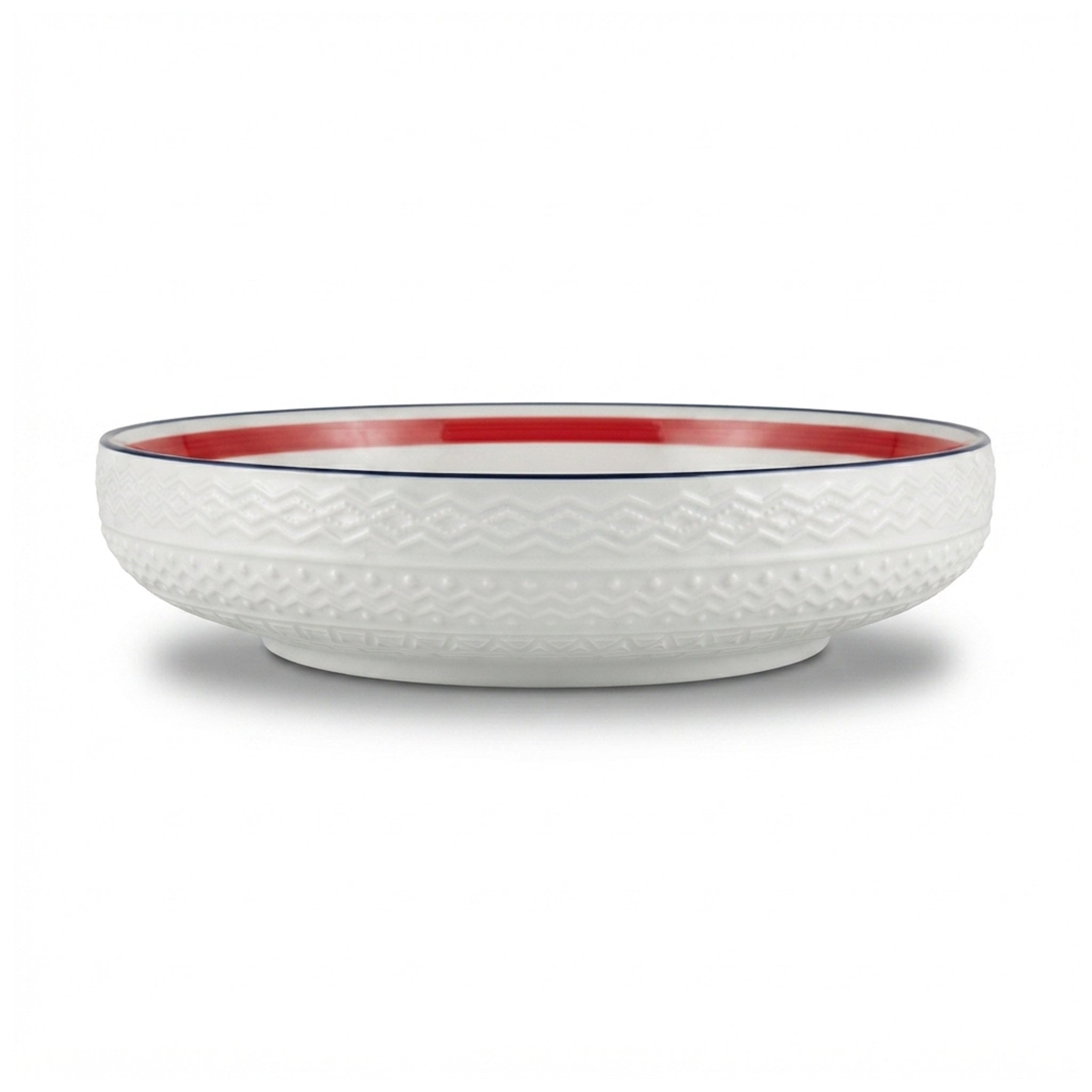 Lotus 12-Inch Embossed Ceramic Salad Bowl