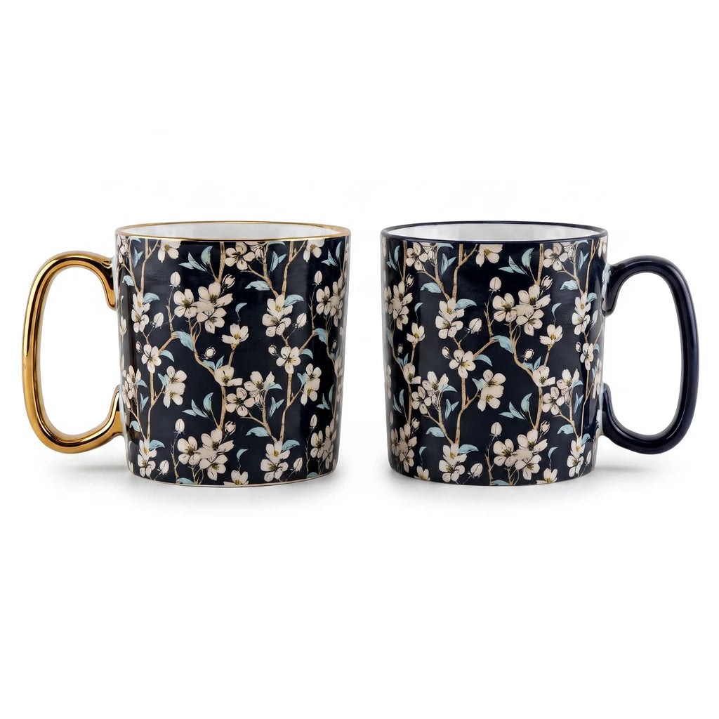 Danny Home 2-Piece Porcelain Mug - 450 ML | Midnight Blossom