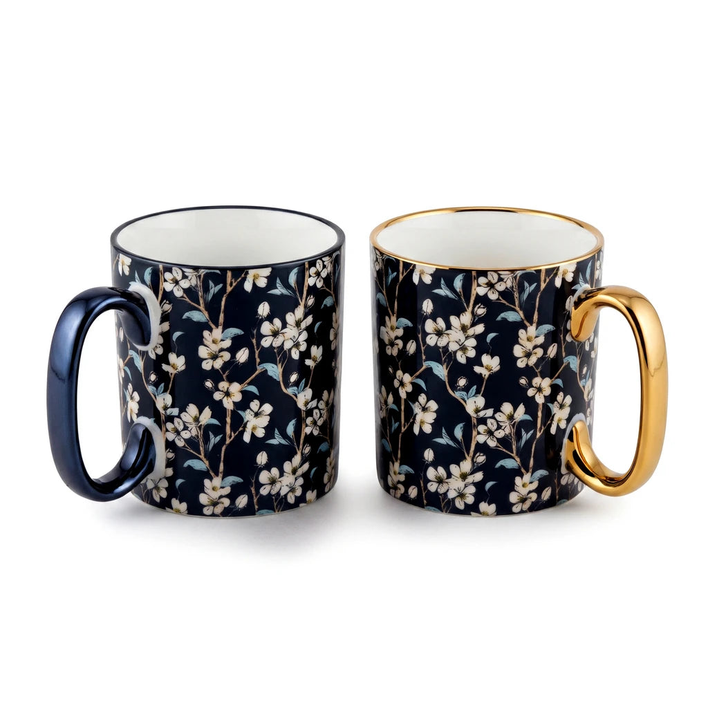 Danny Home 2-Piece Porcelain Mug - 450 ML | Midnight Blossom