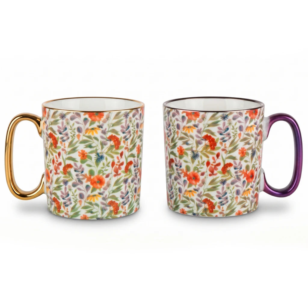 Danny Home 2-Piece Porcelain Mug - 450 ML | Wildflower Garden