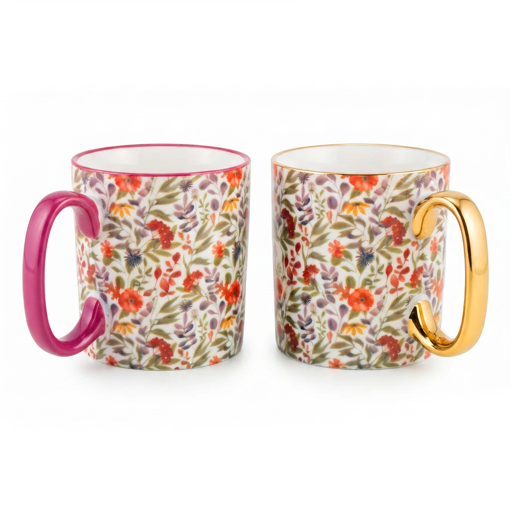 Danny Home 2-Piece Porcelain Mug - 450 ML | Wildflower Garden