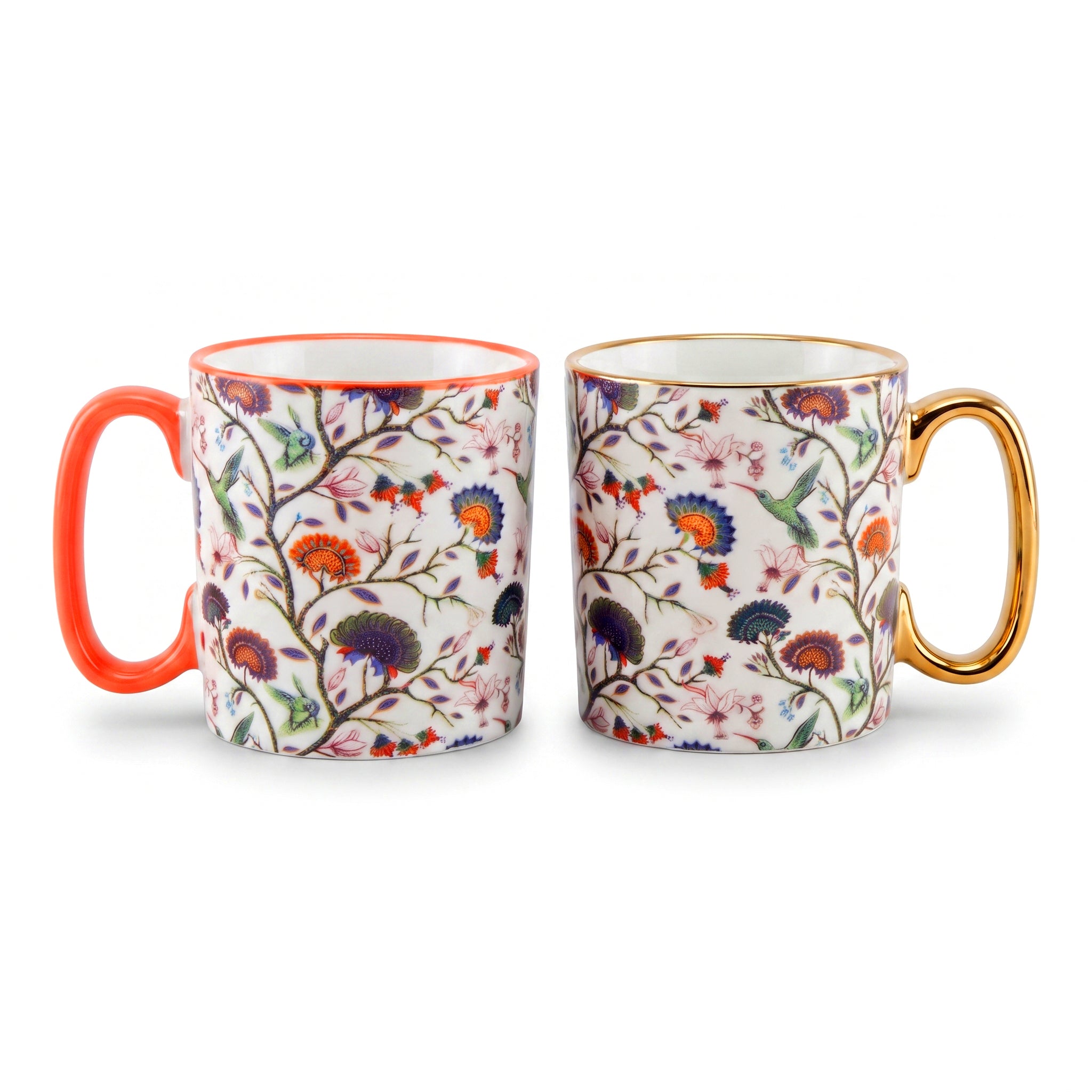 Danny Home 2-Pieces 450 ML Twin Floral Porcelain Mugs