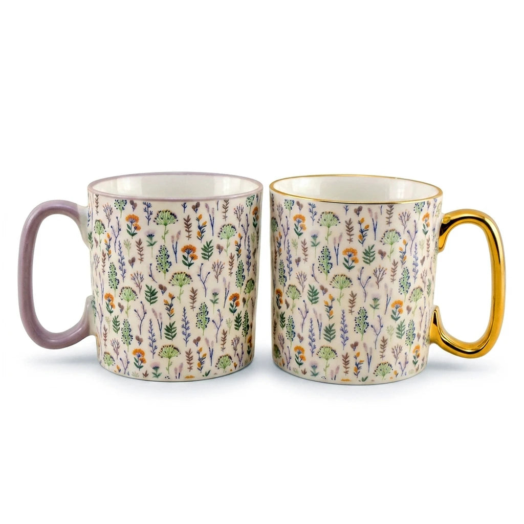 Danny Home 2-Piece Porcelain Mug - 450 ML | Botanical Meadow
