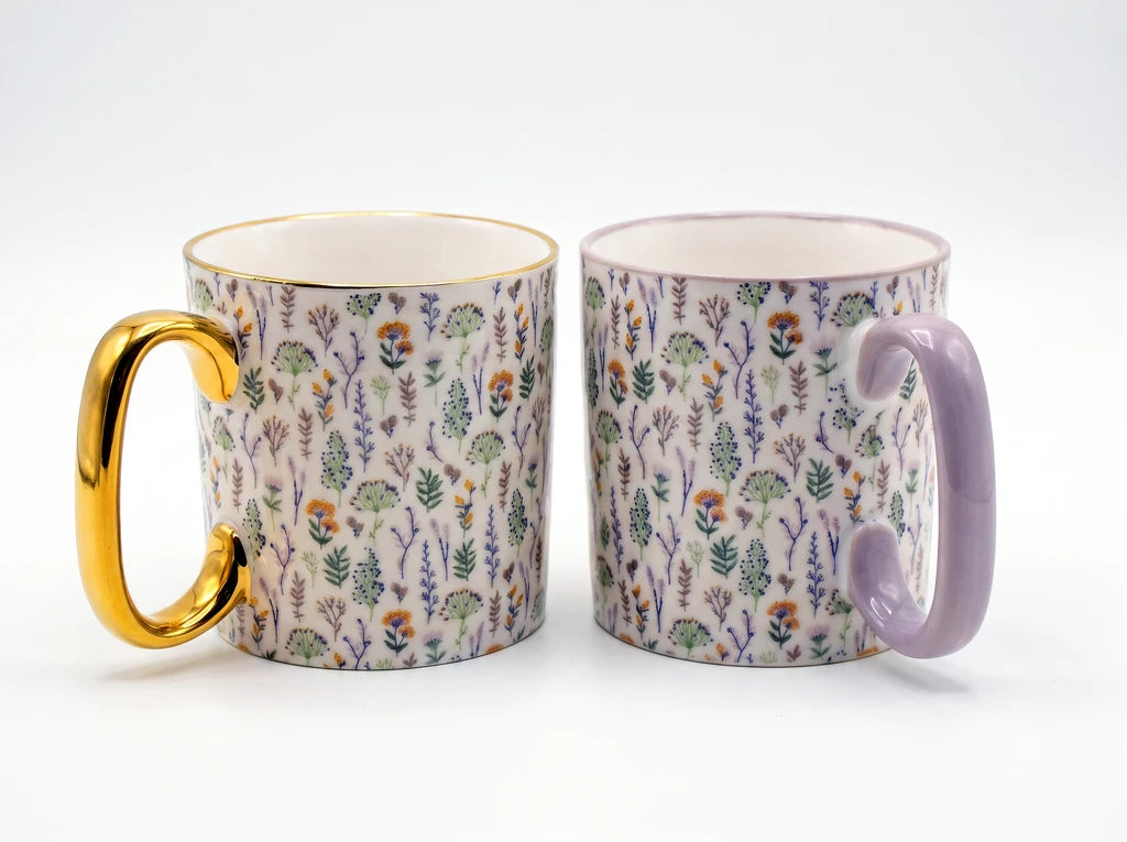 Danny Home 2-Piece Porcelain Mug - 450 ML | Botanical Meadow