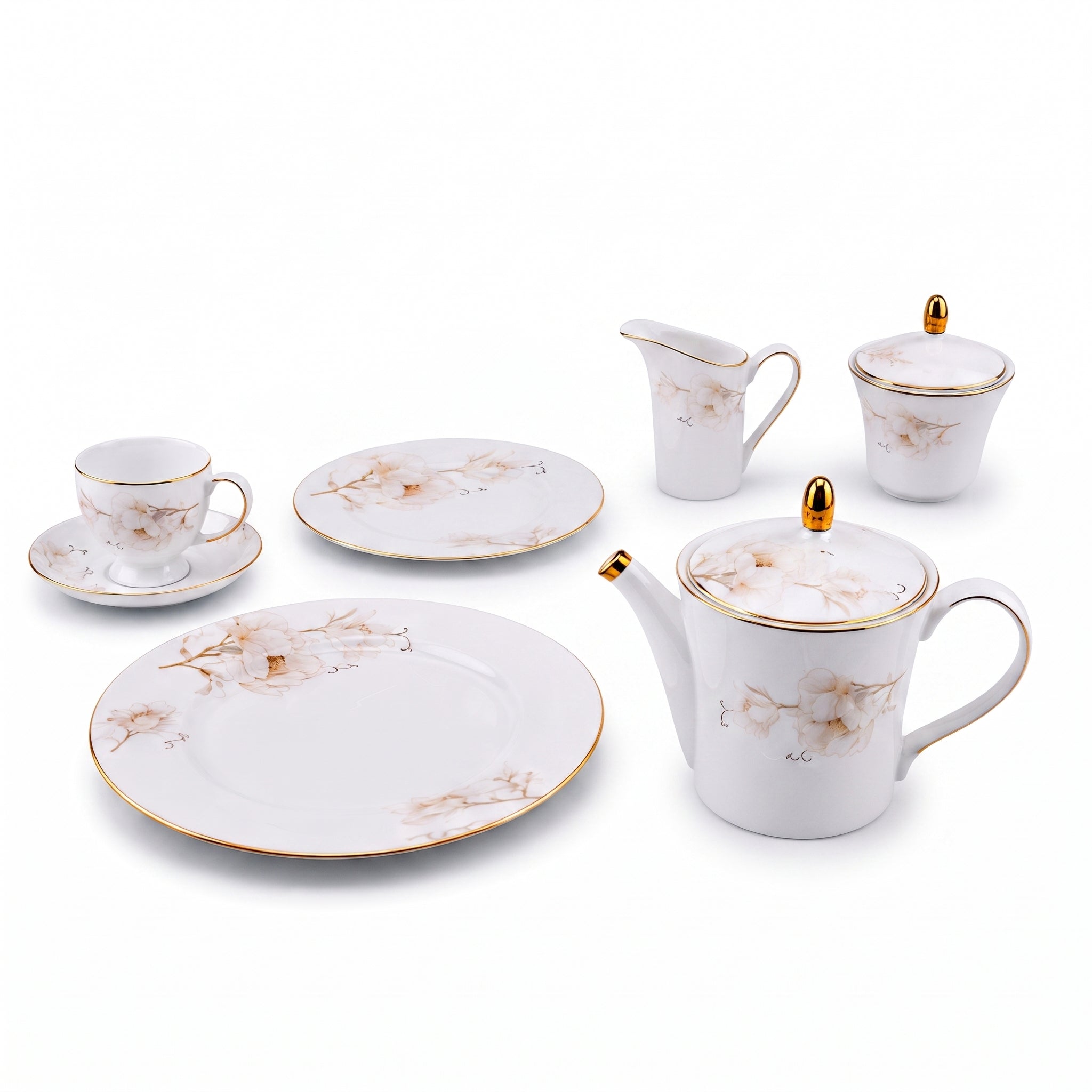 Onemore 24-Pieces 6-Serving Fine Bonne China Tea Sets